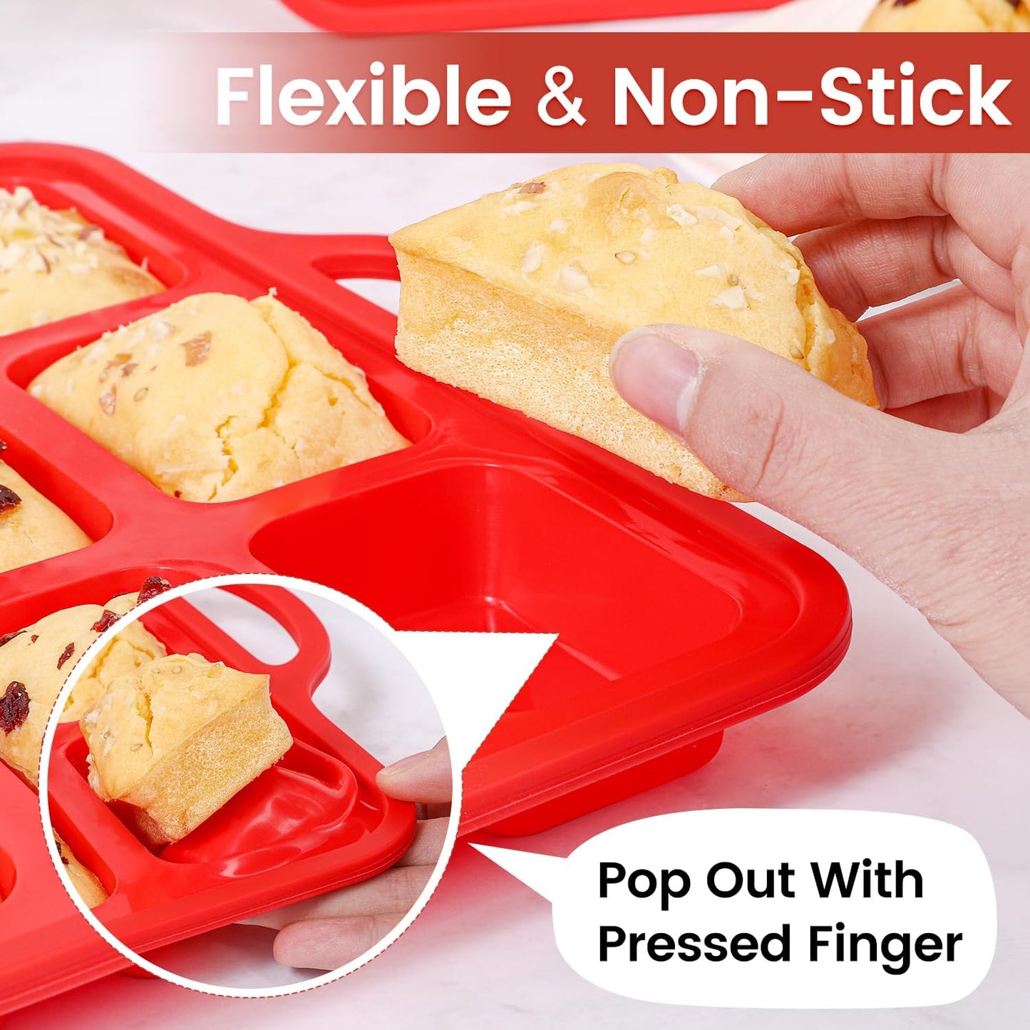 Mini Muffin Pan with Metal Reinforced Frame 24 Cups & Silicone Loaf 12 Cavities -