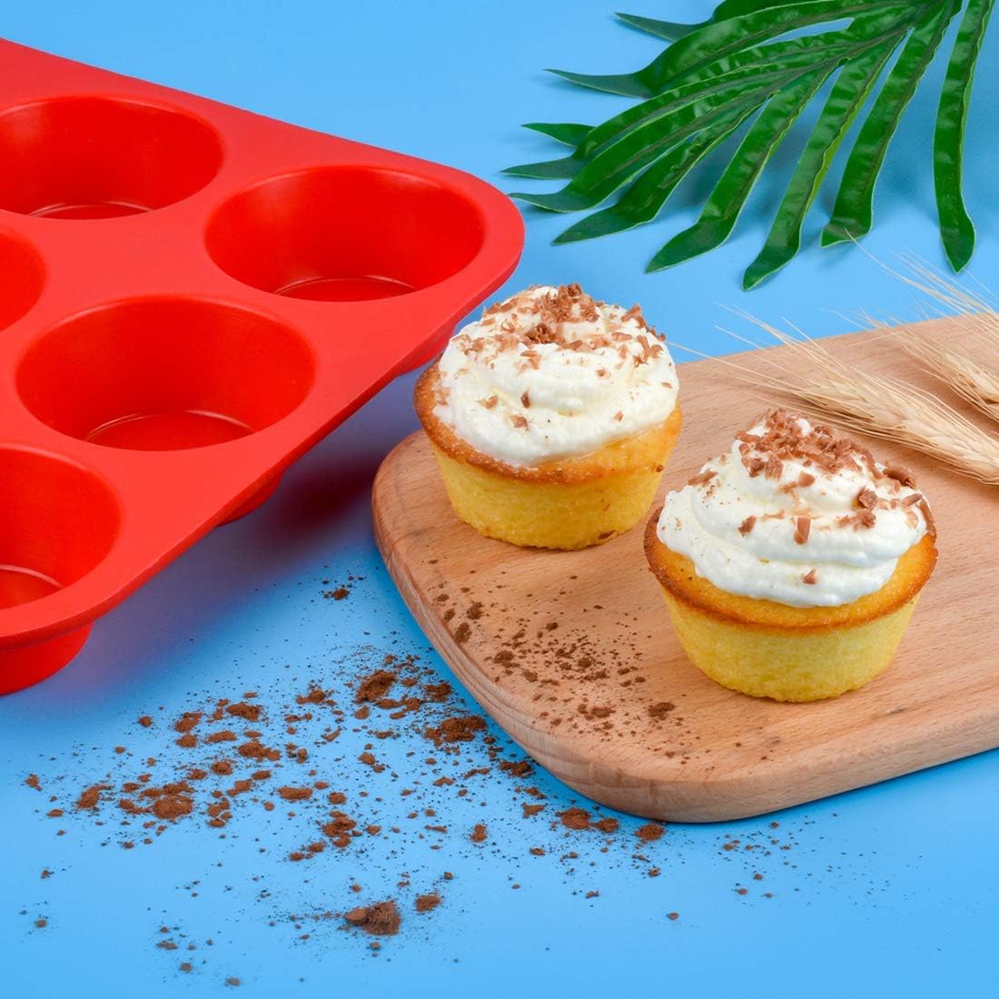 Silicone Muffin Pan Nonstick Cupcake & Metal Reinforced Frame Regular Size Pans Tray for Baking BPA Free -
