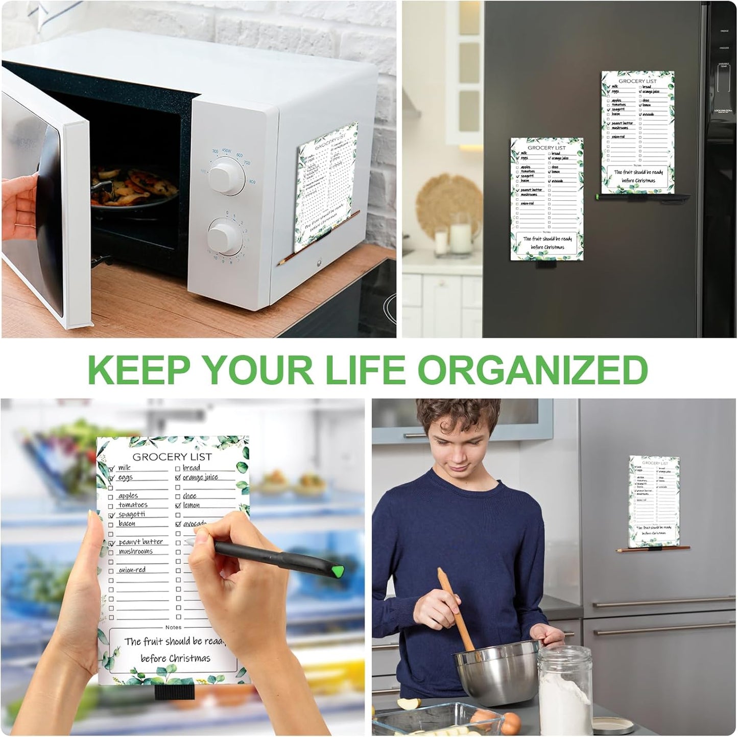 2 PCS Magnetic Grocery List Pads for Fridge, 4.5x7.5 Inches Note Pad Magnet Refridge, Magnetics Notepads, Shopping Lists, 60 Pages Per Notepad -
