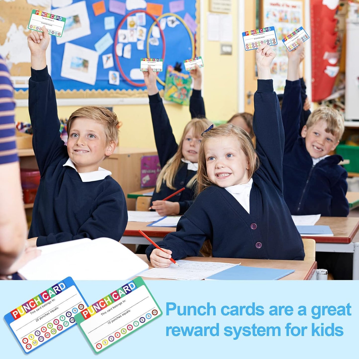 Punch Cards for Classroom, 240 Pack Kids Behavior Reward Cards, Incentive Card kids, Business, Students, Teachers, 2 Styles -