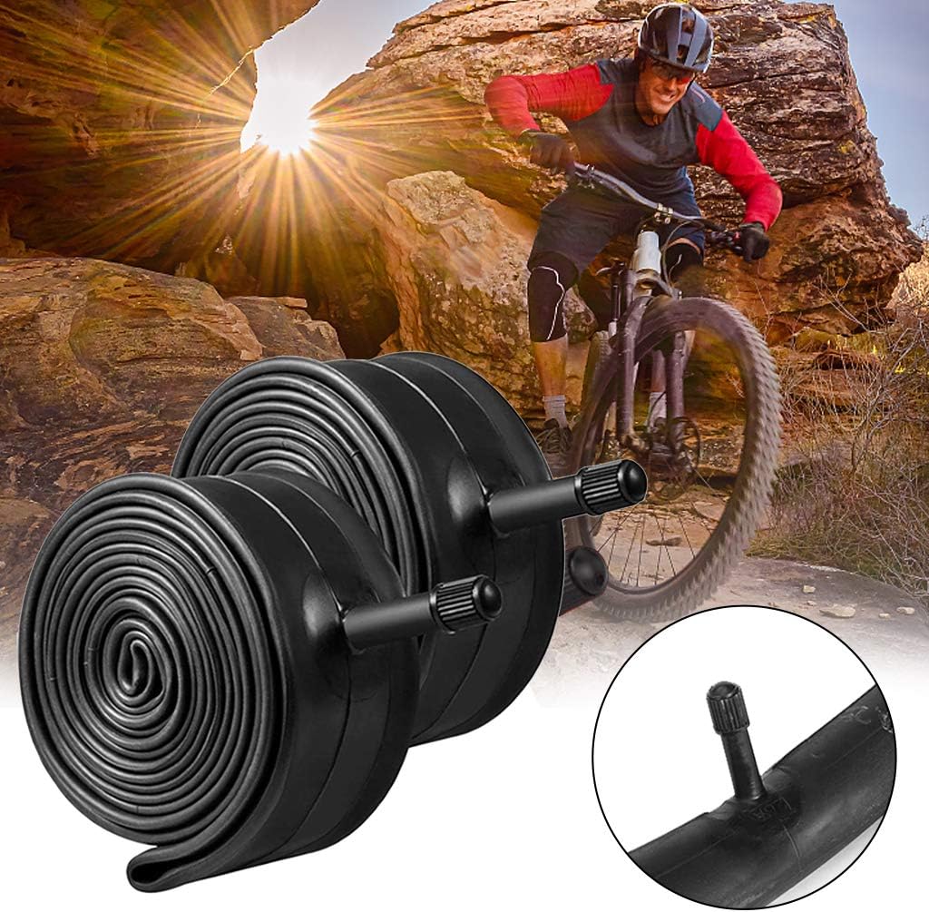 Bike Tube 26 x 1.95 Standard (32mm) Schrader Valve Inch with 2 Tire Levers & 6 Adhesive Patches Bicycle 1.75 to 2.125 (2-Pack 32mm) -