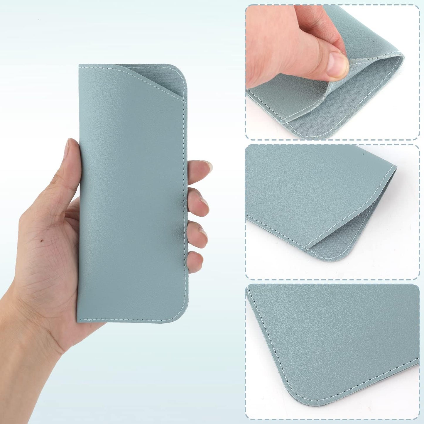 Soft Glasses Cases, 4 Pcs Slim Reading Eyeglasses Case Portable PU Sunglasses Pouch Safety for Women Men 2.8 x 6.8 Inch, Colors -