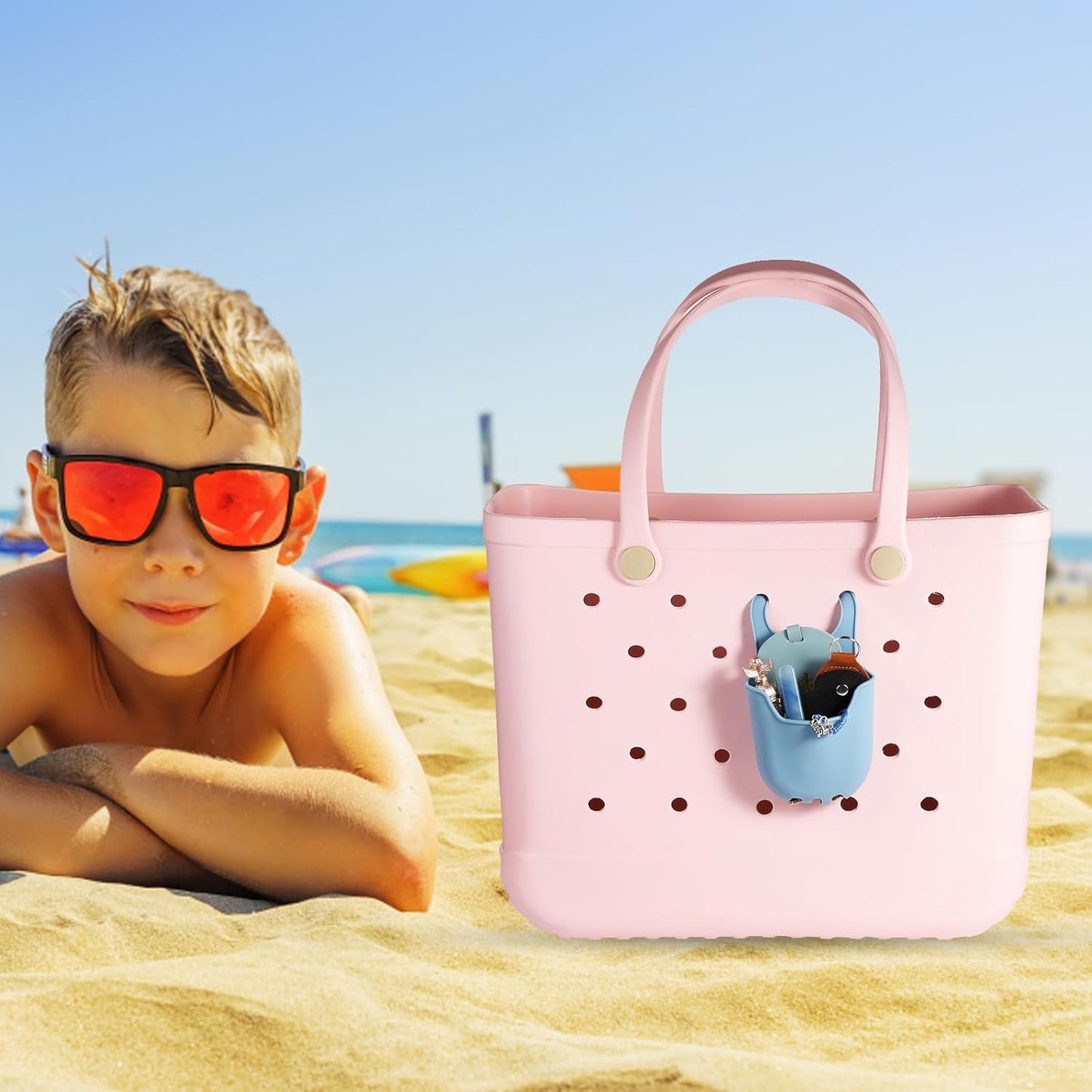 Storage Pouch for Bogg Bag, Insert Silicone Bag Compatible with Travel Accessory Organizer Lipstick, Sunglasses, Daily Necessities (Blue) -