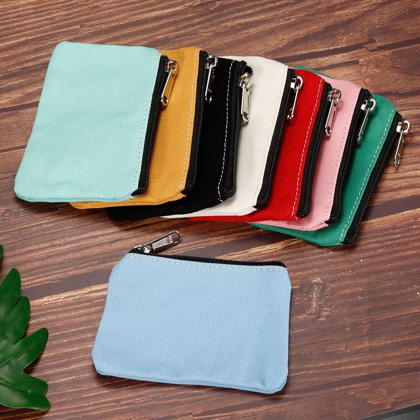 3" x 5" Coin Purse Pouch, 3 Pack Change Purses Small Organizer Bags with Zipper Canvas for Home, White -