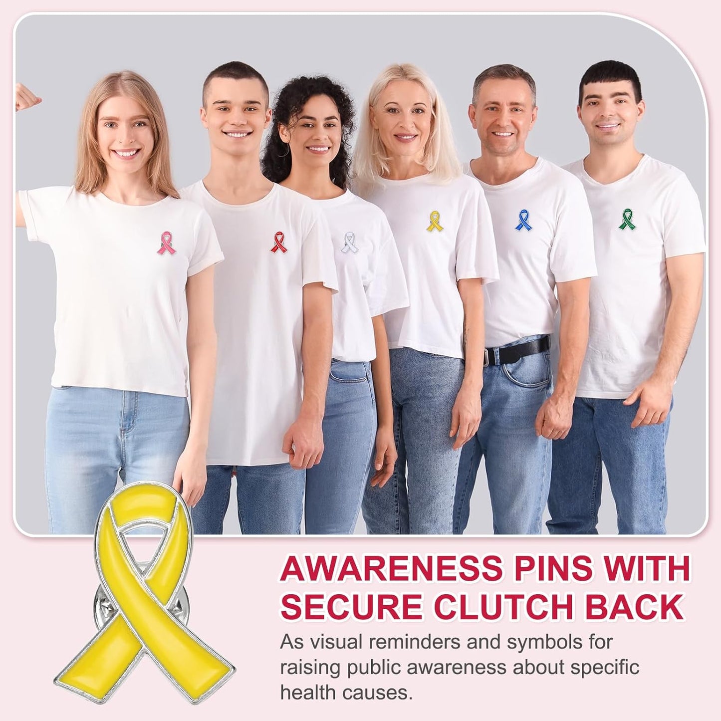 Ribbon Pins, Awareness Pins with Secure Clutch Back Enamel Lapel Brooch for Public Charity Support Fundraiser Events Yellow -