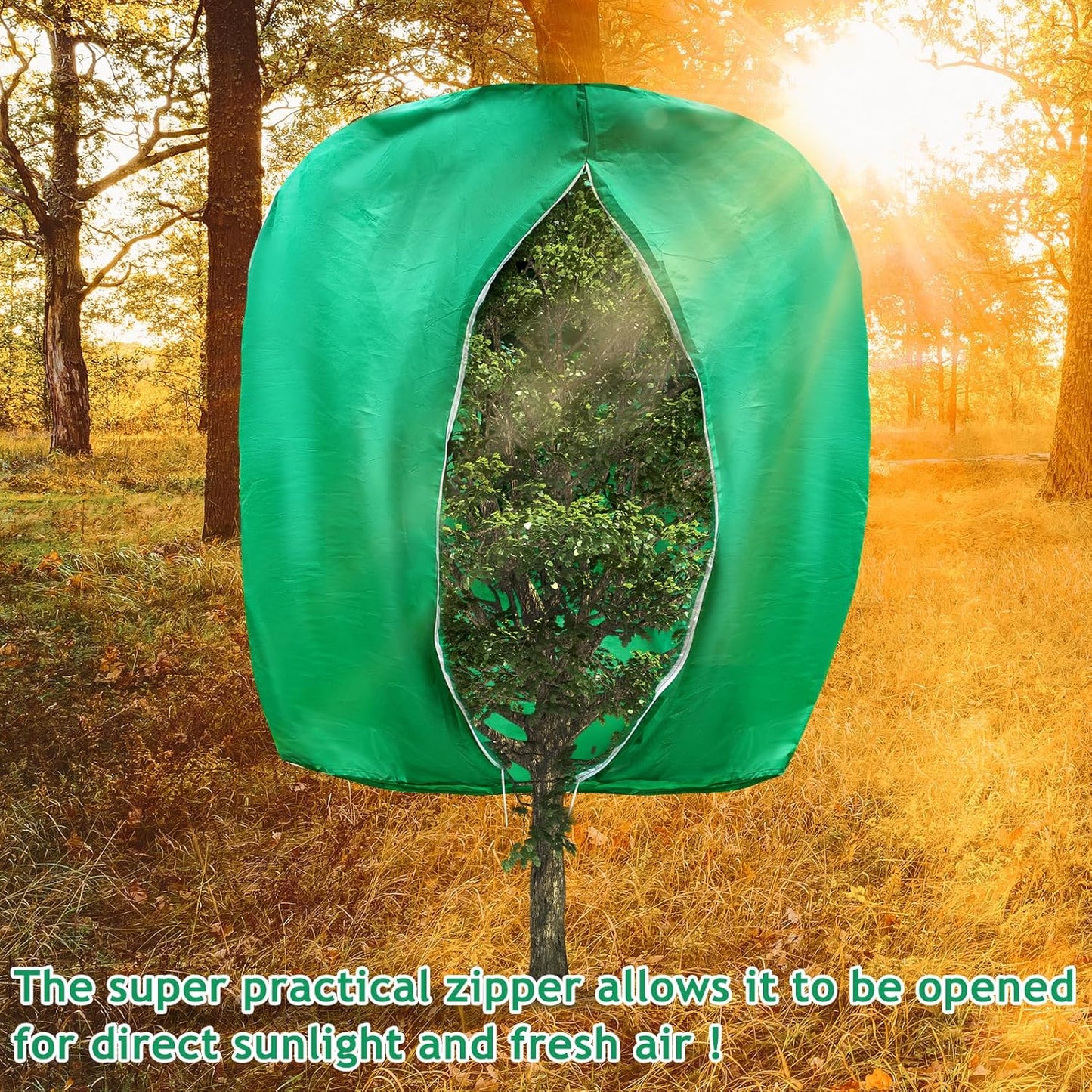 2pcs Huge Plant Covers Freeze Protection, 95"x83" Winter Tree Cover with Zipper Drawstring Thickened Frost Blanket Cloth Outside Plants Wrap Bag Garden for Potted Shrubs Flower Fruit