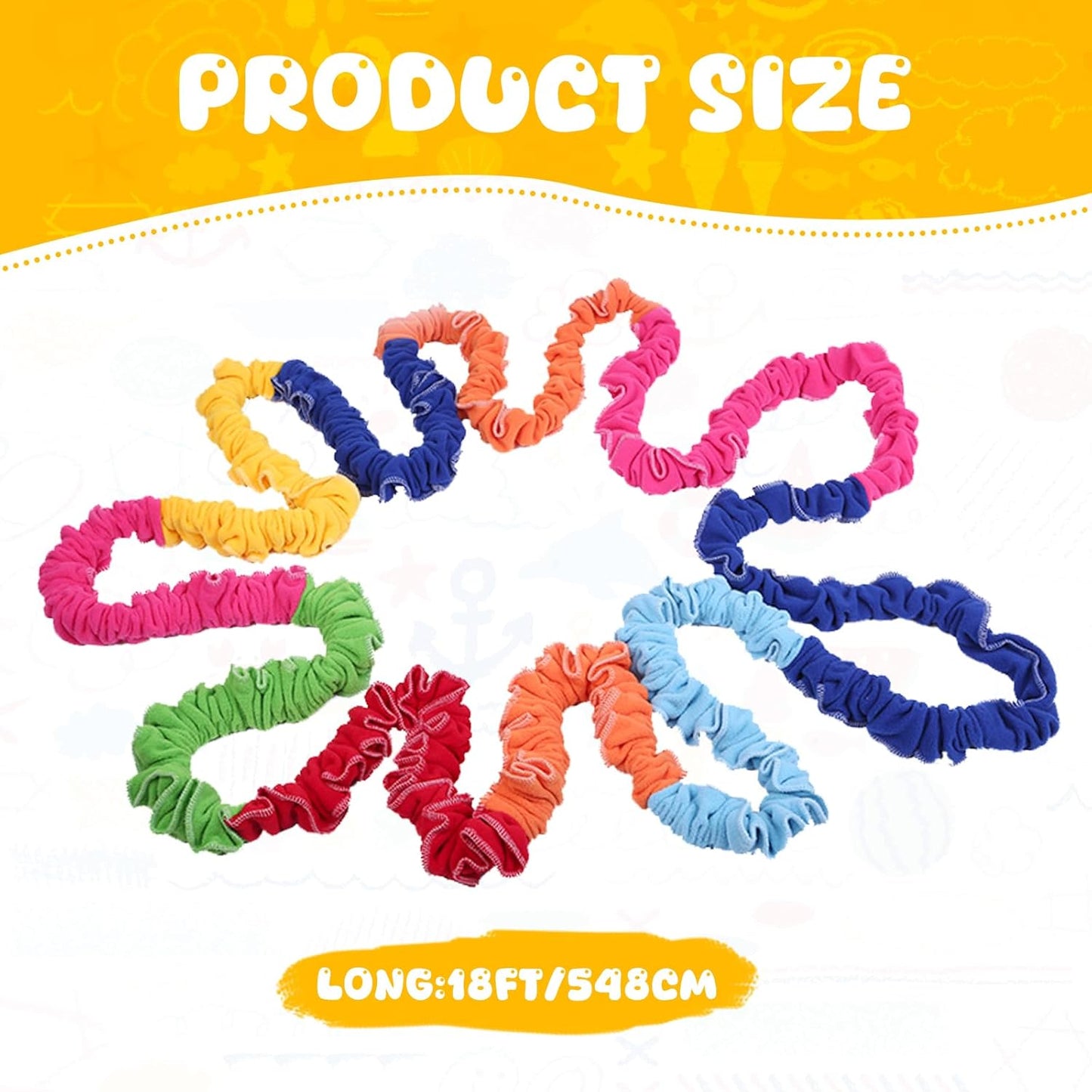18ft Elastic Fleece Cooperative Stretchy Band Integrations Dynamic Movement Exercise Latex Creative Prop for Group Activities Special Needs Large Motor Coordination -