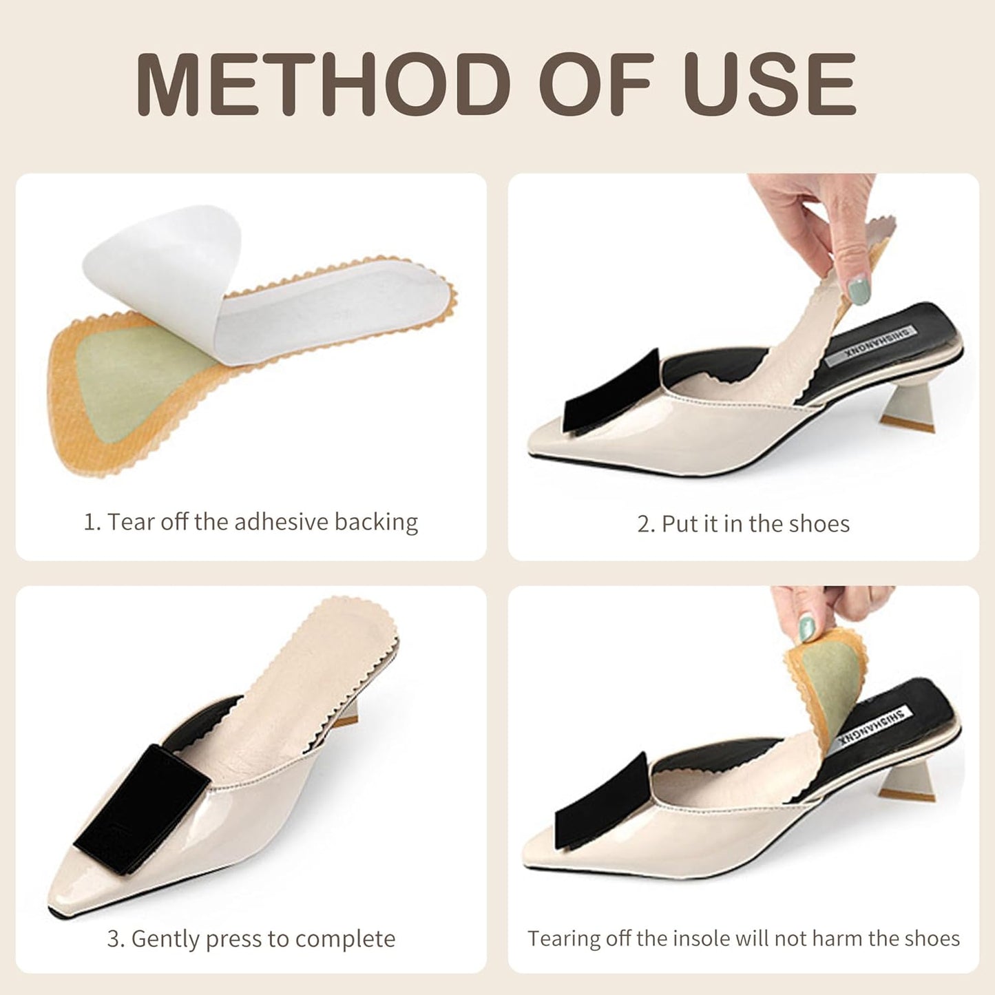 2 Pairs Adhesive High Heel Inserts Women 3/4 Cushioning Insoles for Heels Anti-Slip Invisible Slim Liners Ball of Foot & Arch Support Sponge Leather Relieve Pain Black -