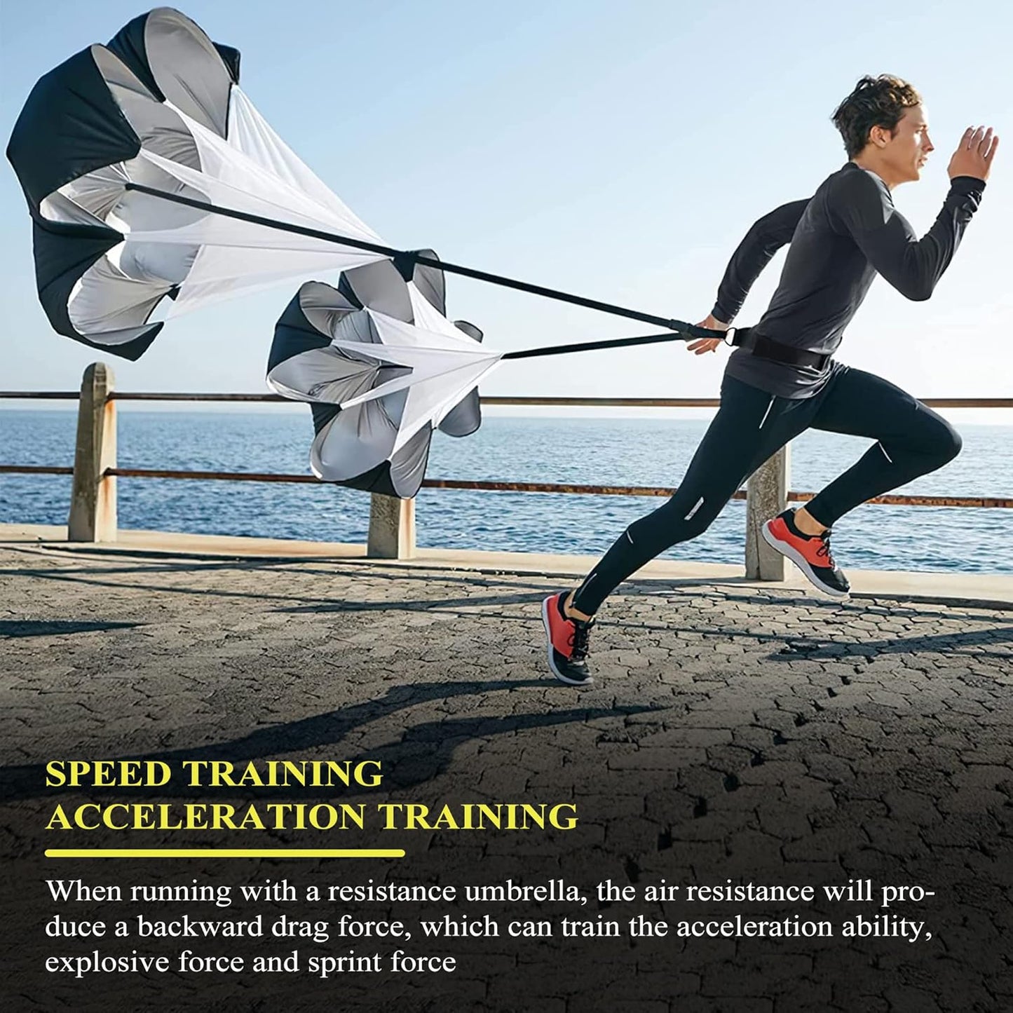 Running Parachute Speed Training 56 inch Resistance for Kids Youth and Adults Weight Bearing Fitness Core Strength 2 Umbrella -