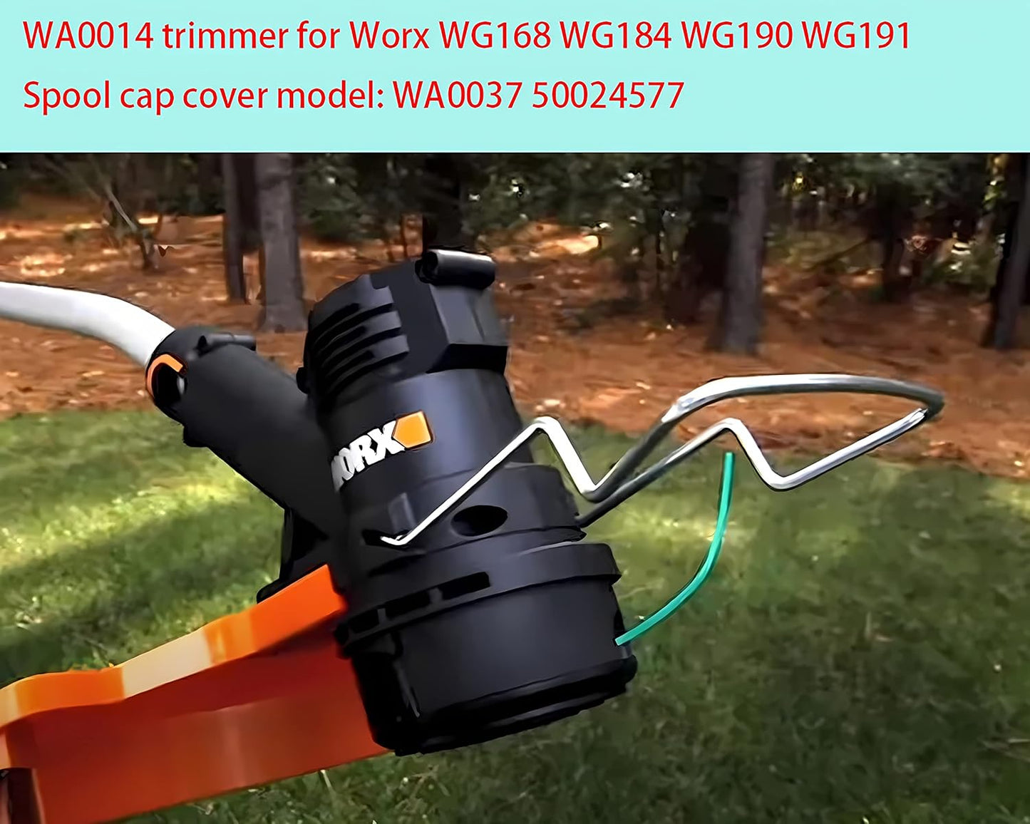 WA0014 Trimmer Line Replacement, for Worx WG168 WG184 WG190 WG191 Weed Eater String Edger - 20 ft 0.080" with WA0037 Cap Covers (8 spools, 2 Cap)