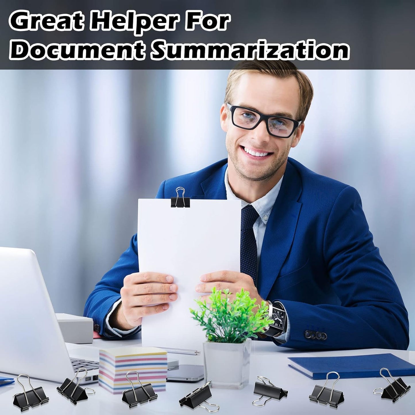 300 Pcs Medium Binder Clips Sturdy 1.25 Inch Black Paper Med Office Supplies Clamps for Teachers Students School Business