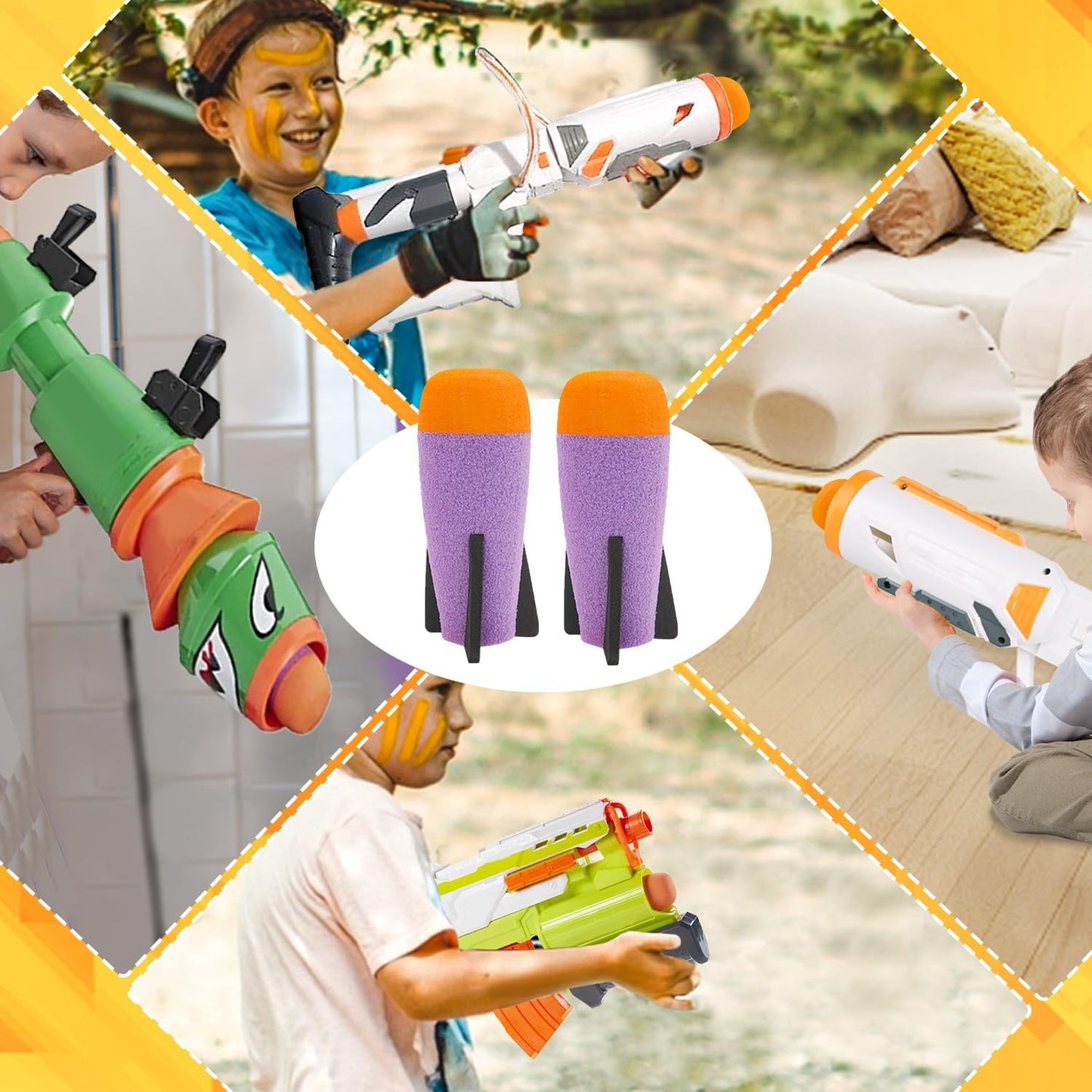 Missile Filled Foam Rocket Launcher Compatible for Nerf N-Strike Elite Series 10pcs,purple