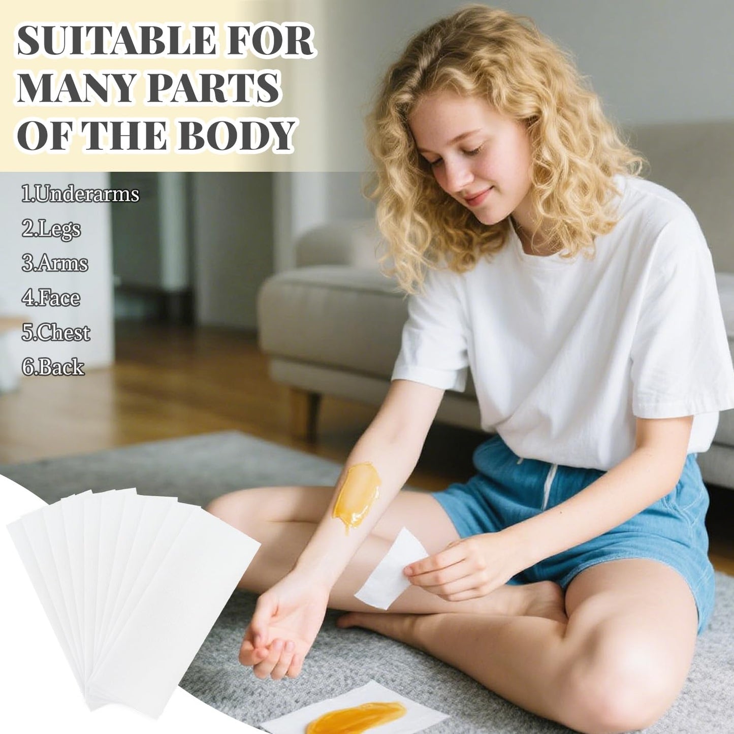 Disposable Portable Non-Woven Hair Removal Strips 1.3x4 Inches for Beauty Body Care, Beeswax Special White Paper(10 Pcs)