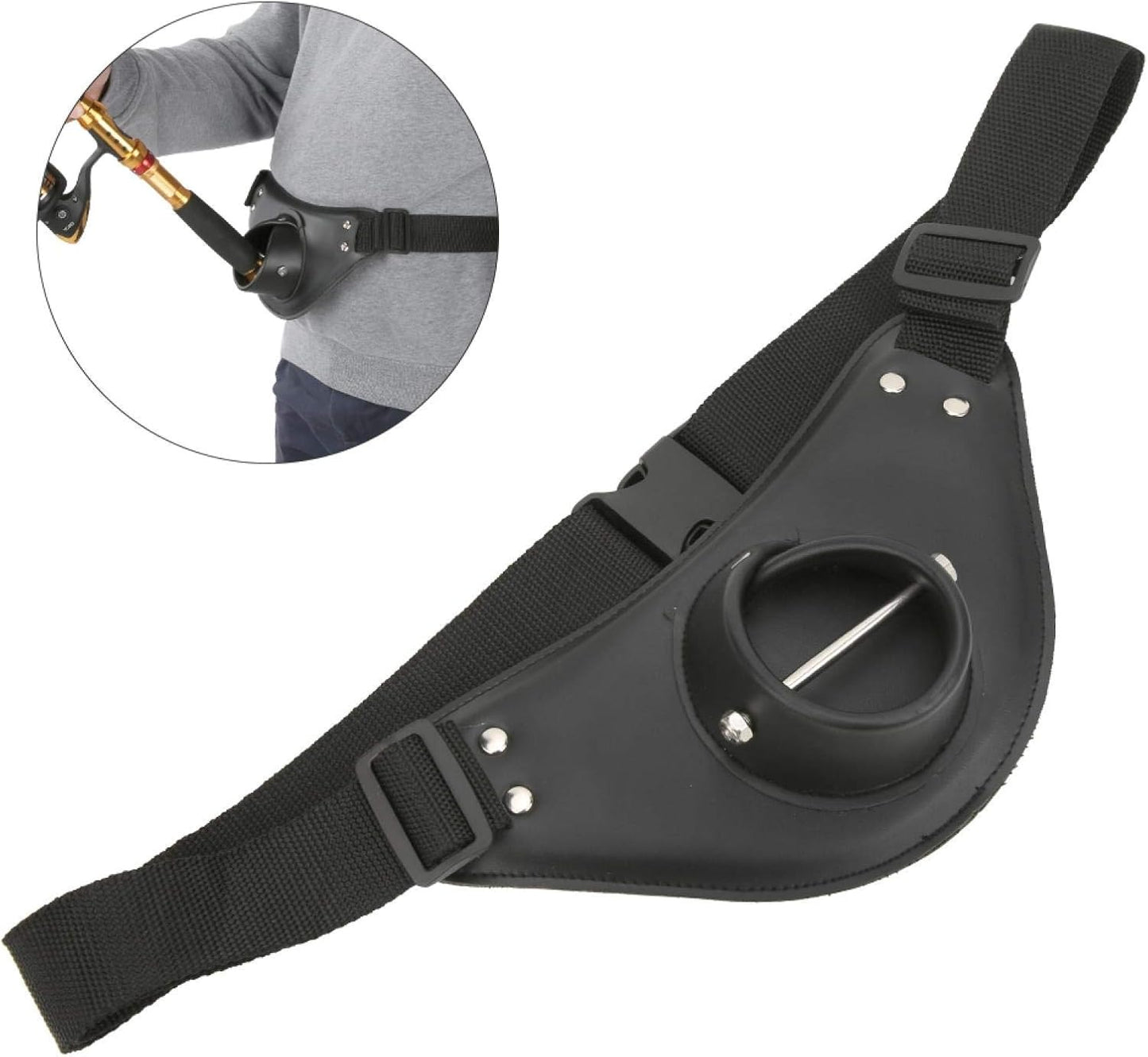 Fishing Belt Rod Holder, Stand up Fish Fighting Holder Adjustable 360 Degree for Accessories