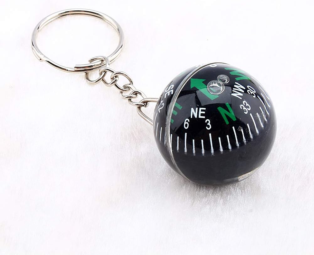 Ball Compass Keychain, 28mm Liquid Filled Portable Hiking Key Rings Mini Survival Navigation Equipment for Camping Travel