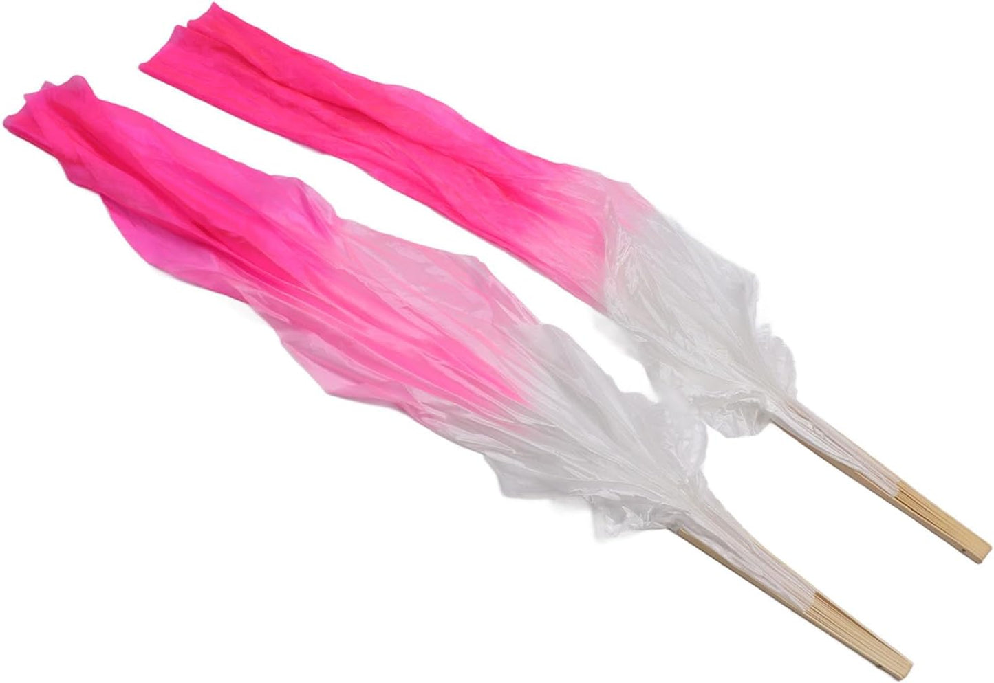 Dance Fan, 1 Pair Long Fan Belly Fans Folding Performance Classical (Pink)