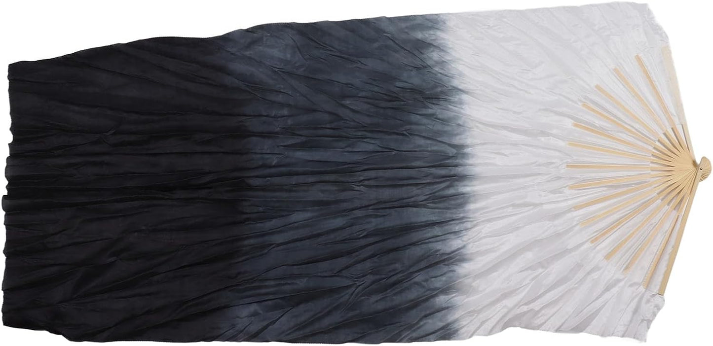 Dance Fan, 1 Pair Long Fan Belly Fans Folding Performance Classical (Black)