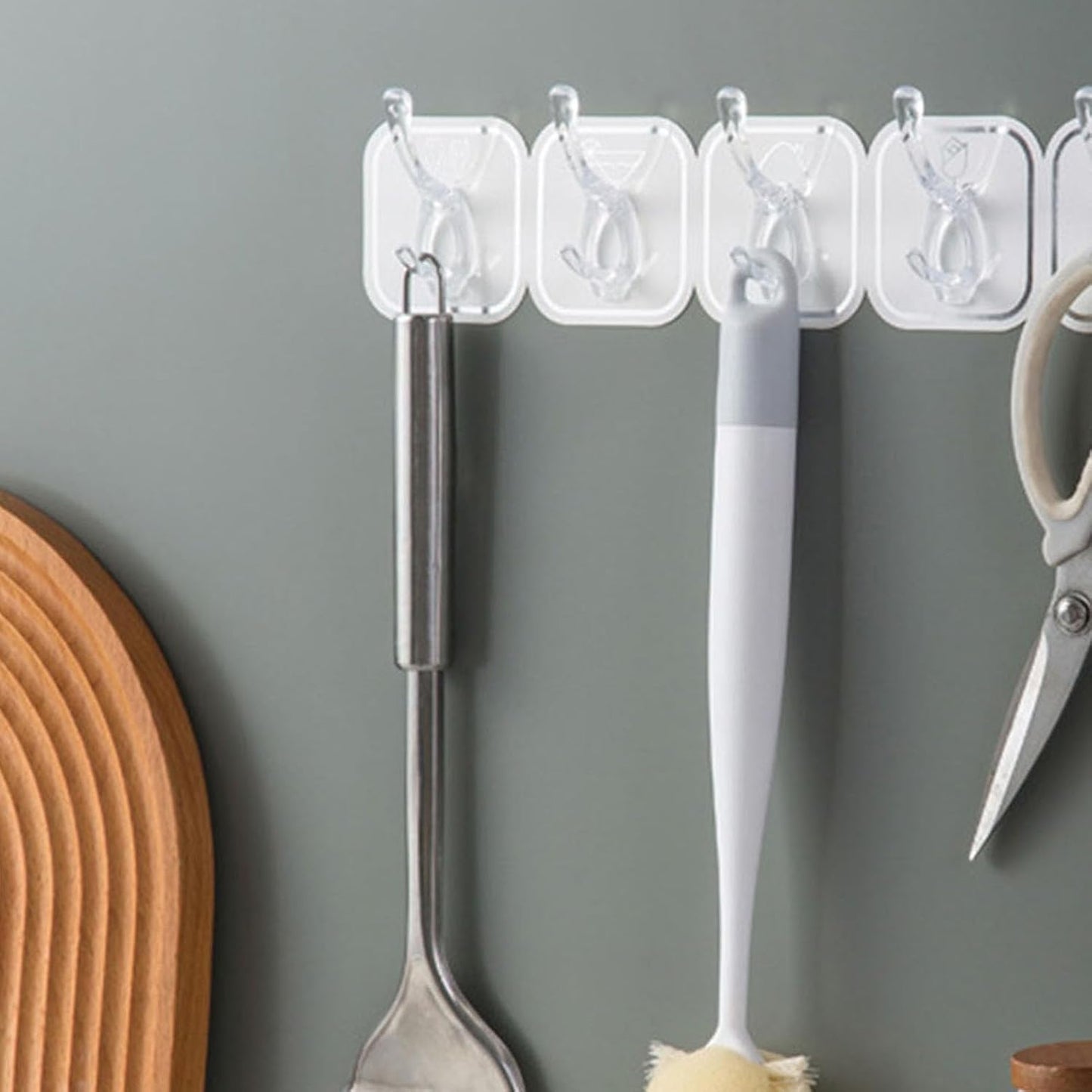 6Pcs Acrylic Wall Mounted Necklaces Organizer,6 Hooks Jewelry Stand Organizer,No Drilling Hanging Hook Strong Bearing Capacity for Kitchen Bathroom(White)
