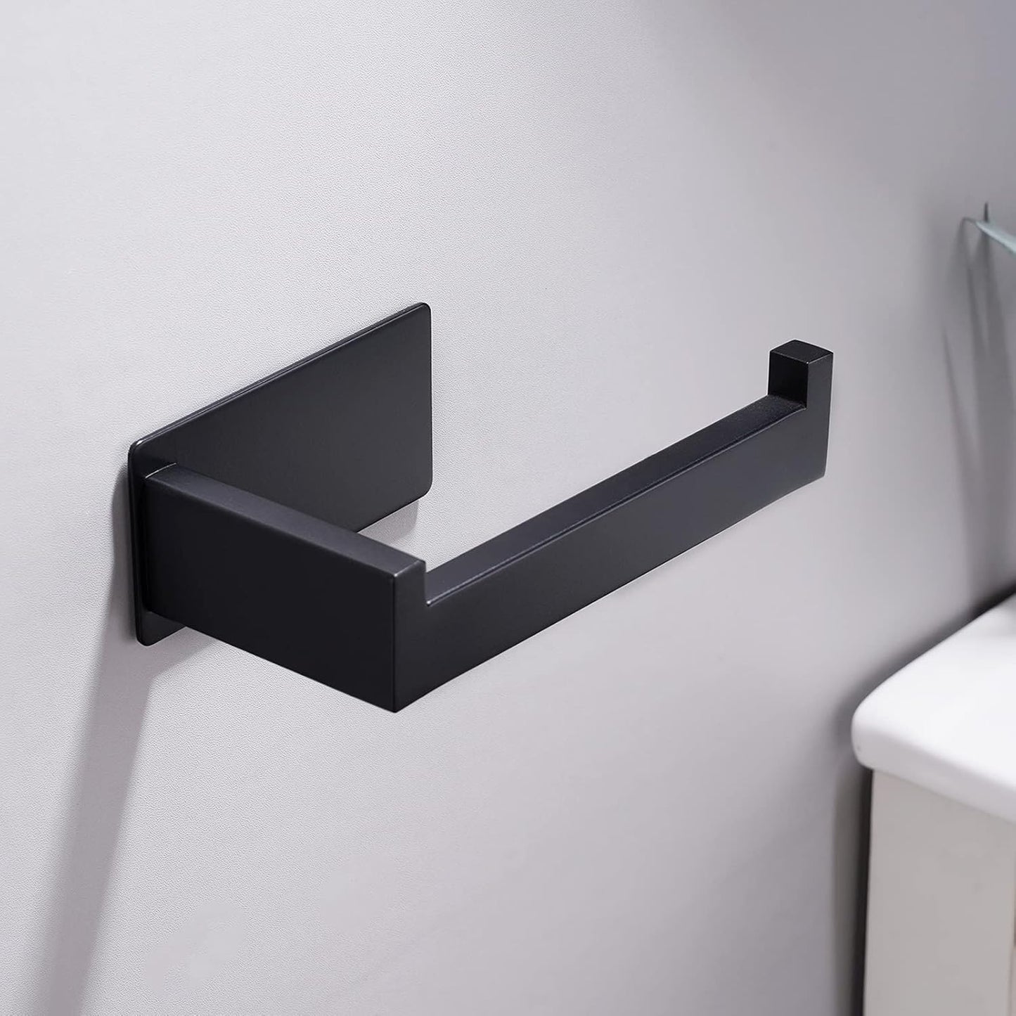 Toilet roll holder - No drilling required, high-quality 304 stainless steel toilet roll holder, self-adhesive, suitable for bathroom and kitchen, strong adhesion, waterproof, black