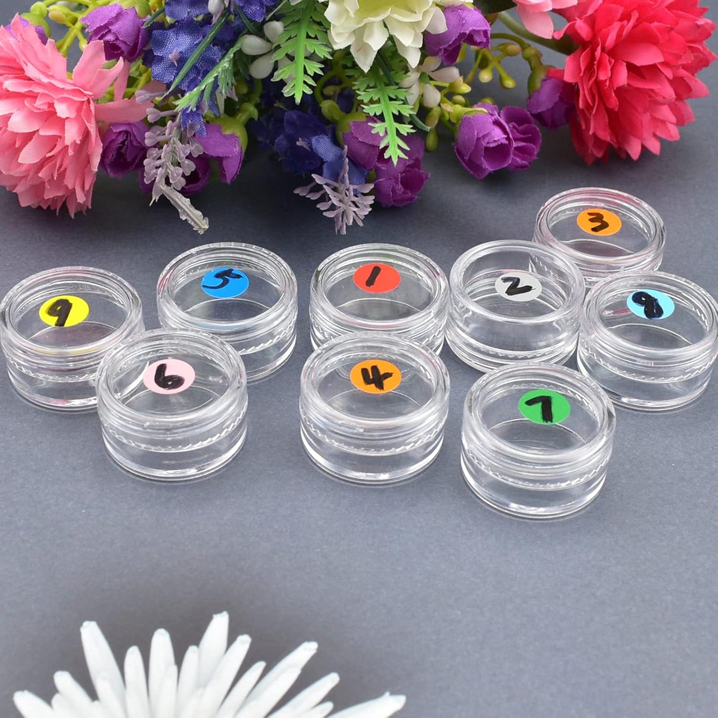 12 travel cosmetic jars, 5 ml cream, make-up monsters, containers with lids for women, glitter nail art, storage bottles