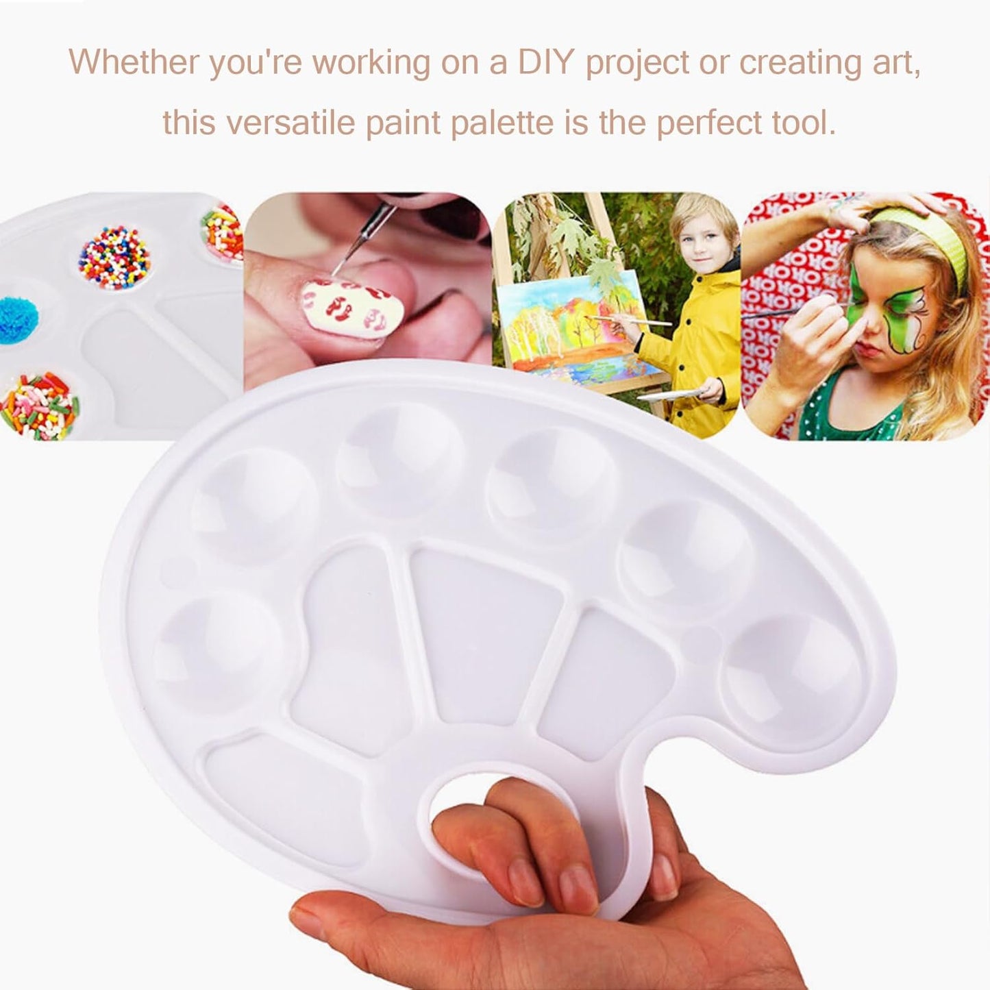Acrylic paint palette, mixing palette, plastic palette, paint palette, mixing palette 10 holes white round paint palette for watercolor, acrylic and oil paint, DIY, craft, professional art painting