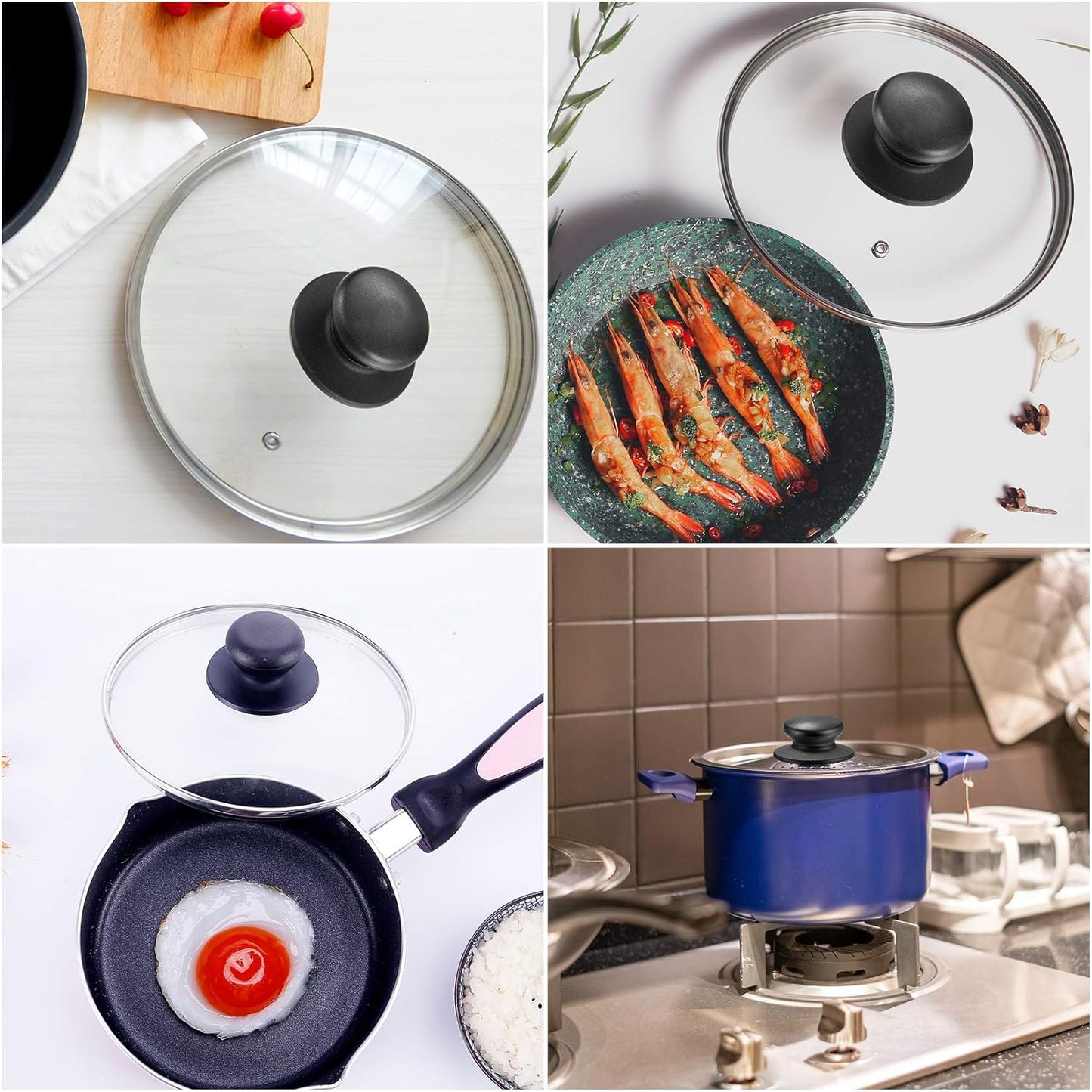 Set of 4 lid knobs, universal replacement lid knob, handle for kitchen cookware, round bakelite handle