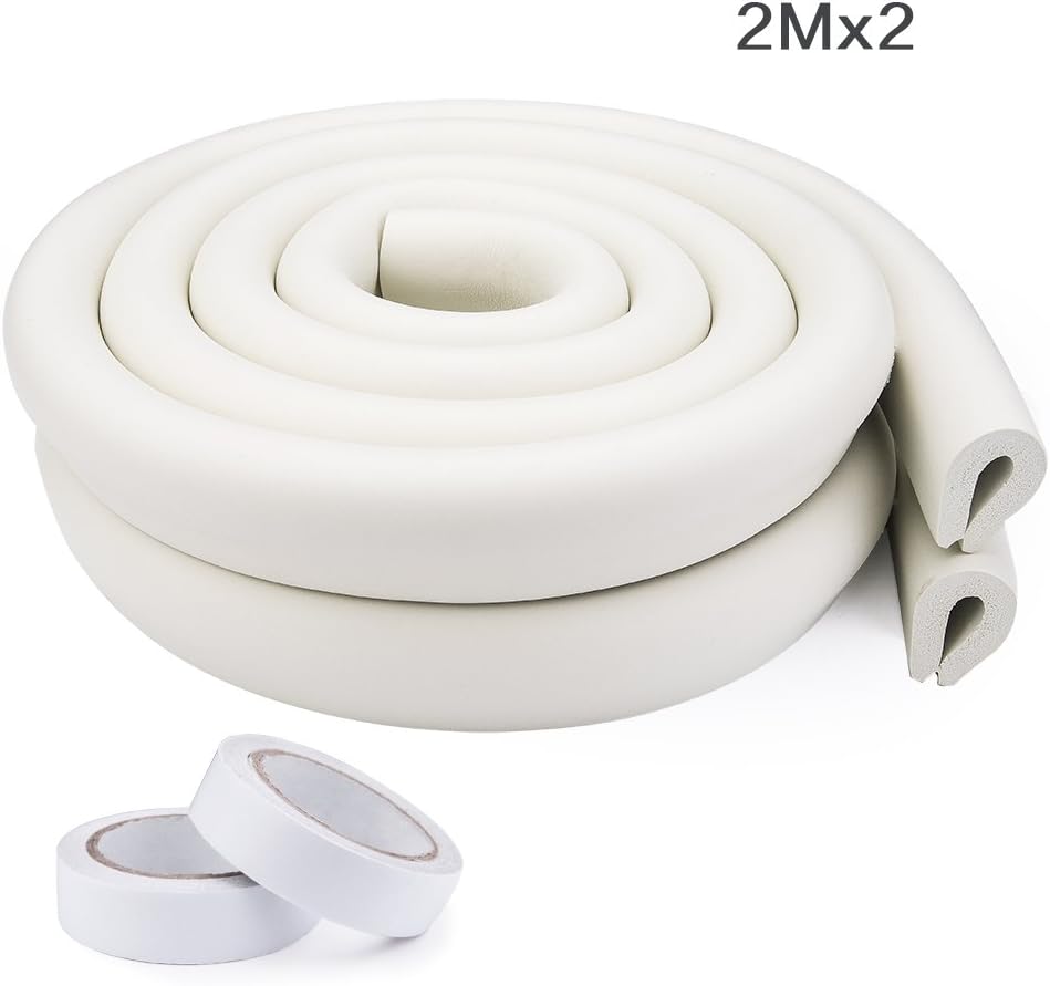 Edge protection strips, 2M * 2 rolls foam safety strips, anti-bump strips for kids, thickened soft protection strips, corner protectors for babies, children and toddlers - cream white