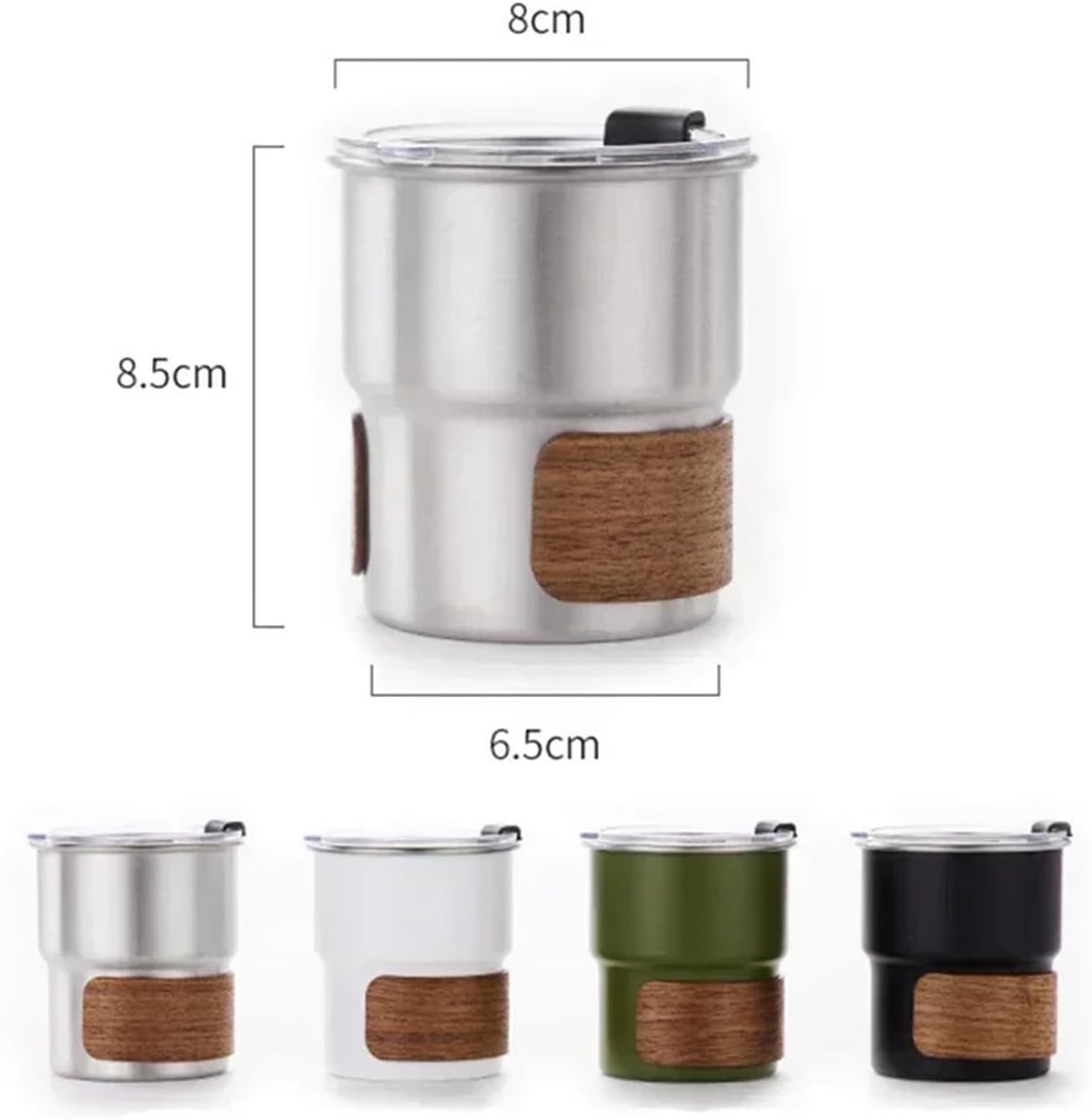 304 Stainless Steel Portable Coffee Pot - with Handle and Lid - Insulated - Suitable for Outdoor Camping - 300 ml - Stackable Design