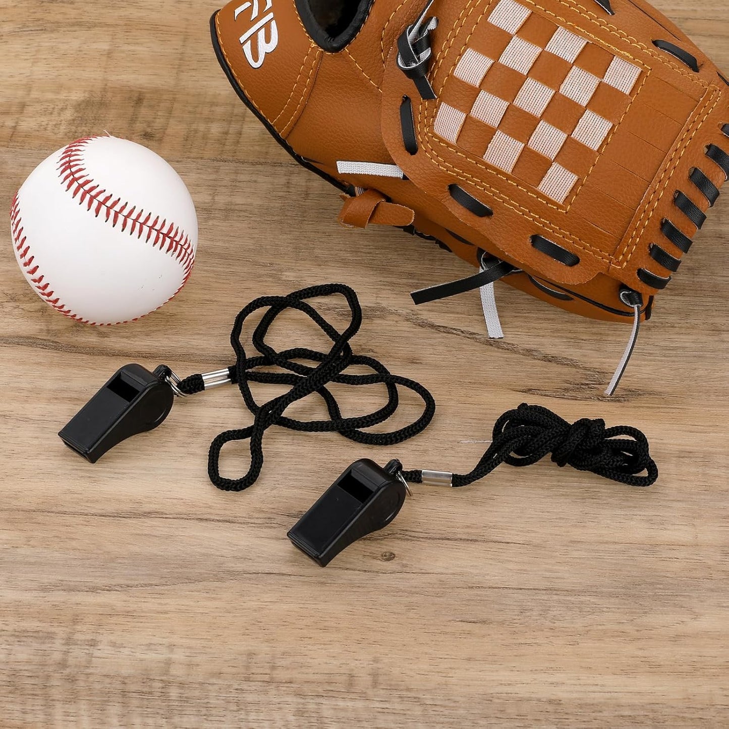 Black whistle - two-part coach whistle - plastic coach whistle with lanyard - loud and clear referee whistle - for teachers, police and emergency services during sports training.