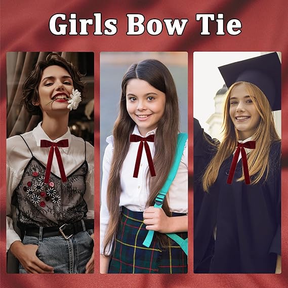 Western String Ties for Men Velvet Western Colonel Bolo Bow Tie Solid Color Clip On Bowtie for Wedding Cosplay