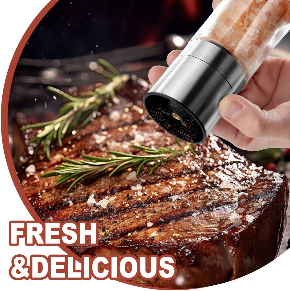 Salt Grinder Pepper Mill, and Set (Single Grinder)