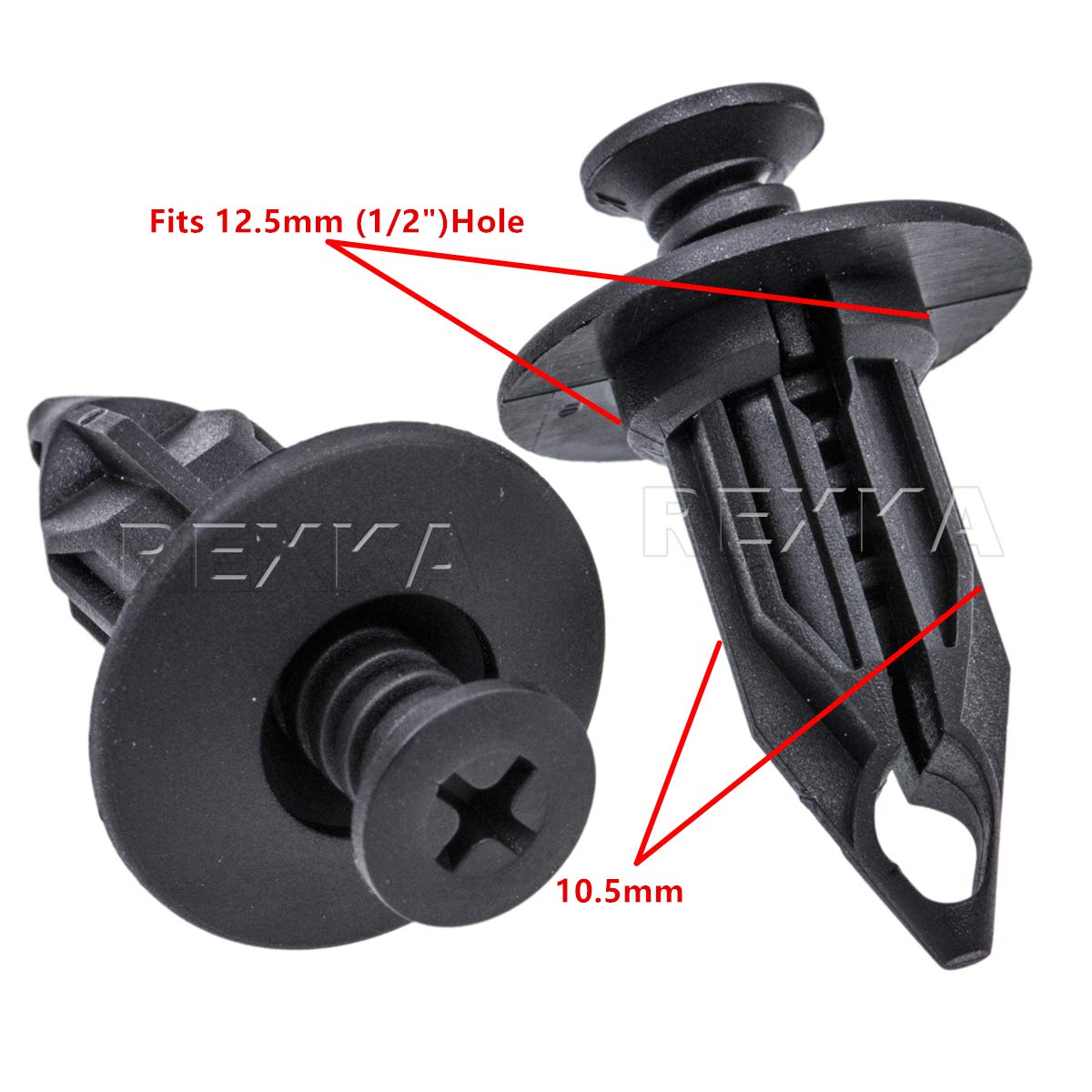 Rexka 10pcs Bumper Cover Retainer Clips 12mm Push Pin Compatible with Chrysler 6502625 07-18 Jeep Wrangler & Wrangler Unlimited JK Dodge Dakota Durango Ram 1500 2500 3500 4500 5500 GM 10140480