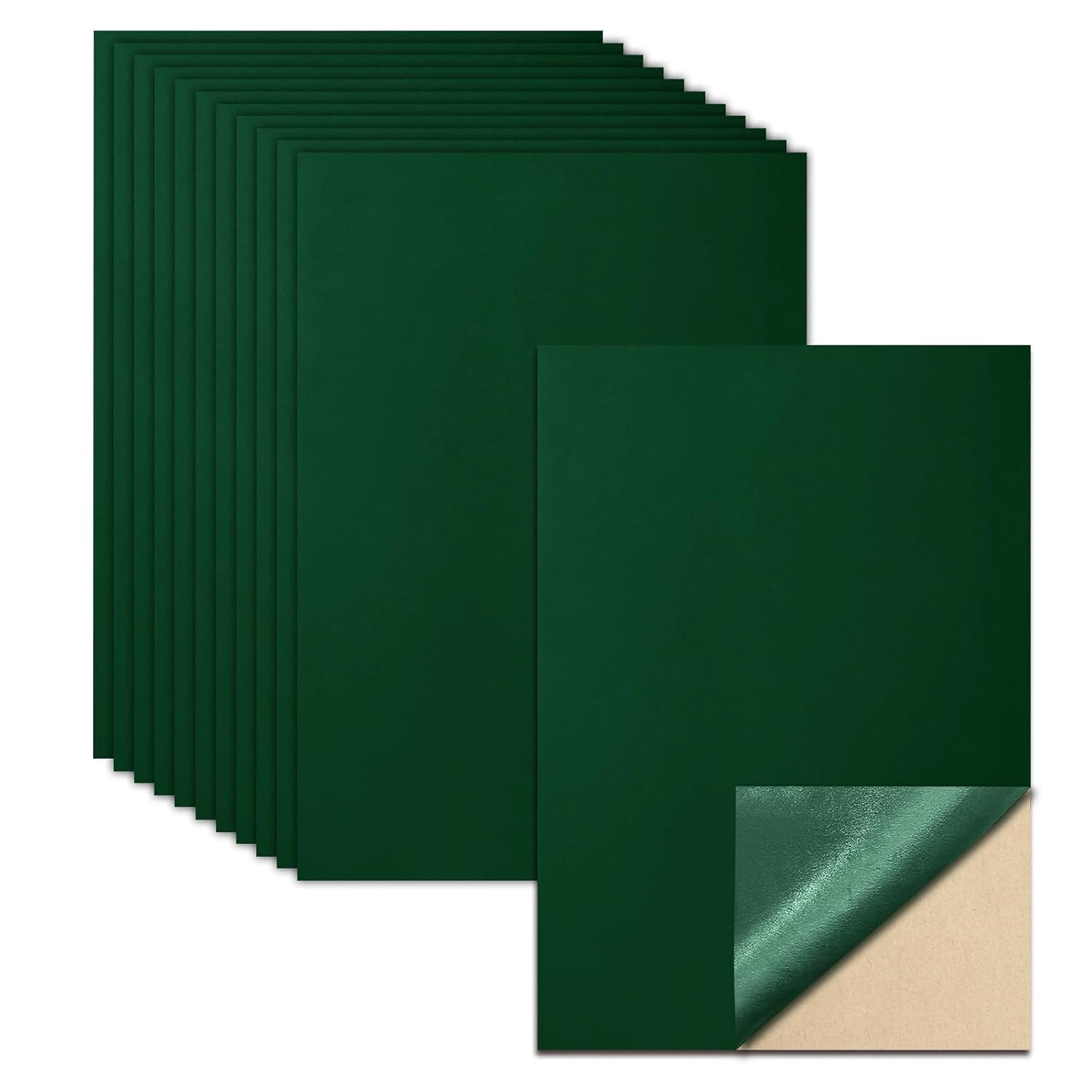 Biaungdo 12 Pcs Self Adhesive Felt Sheets, Dark Green 8 x 12 Inch Felt Fabric Sheet with Adhesive Backing for Arts Crafts Drawer Jewelry Box(A4 Size)