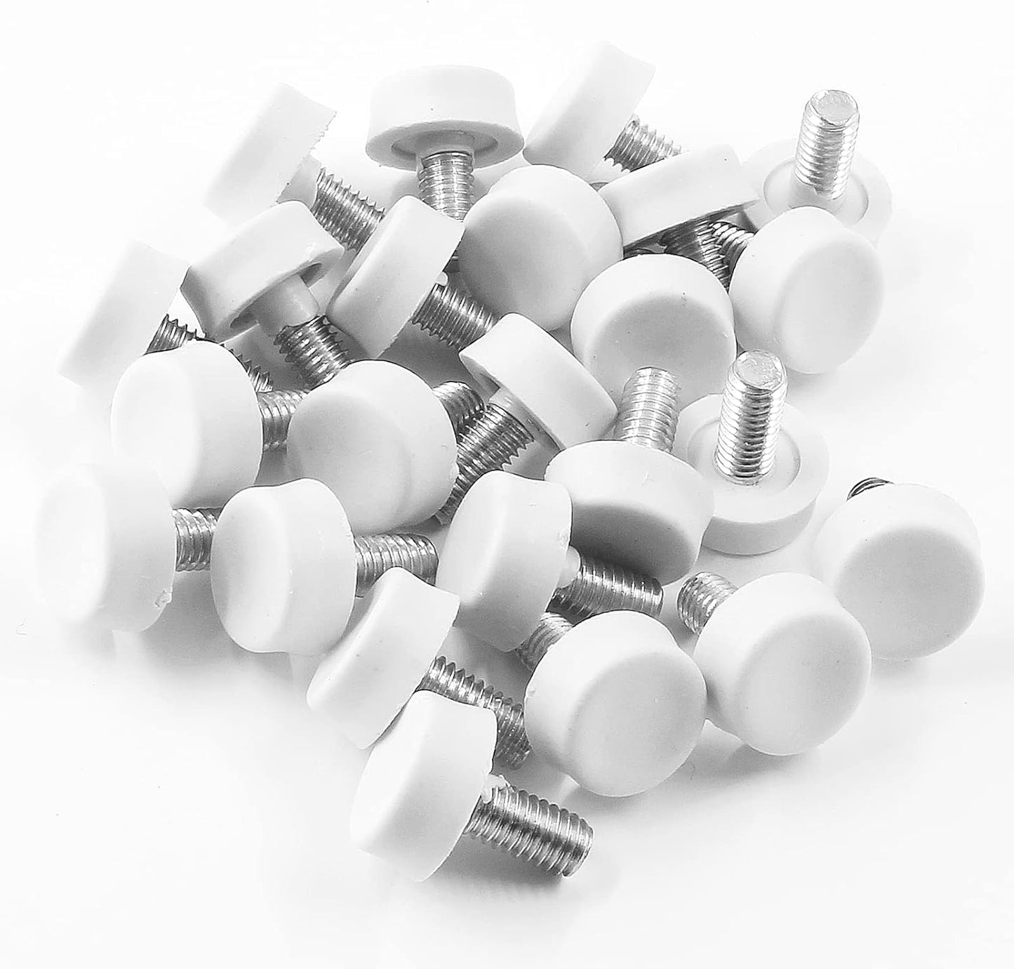 Biaungdo 24 Pcs Adjustable Furniture Levelers, M6x15 mm Ajustable Leveling Feet Screw On Furniture Glide Foot Levelers for Table, Chair, Cabinet, Furniture Legs, White
