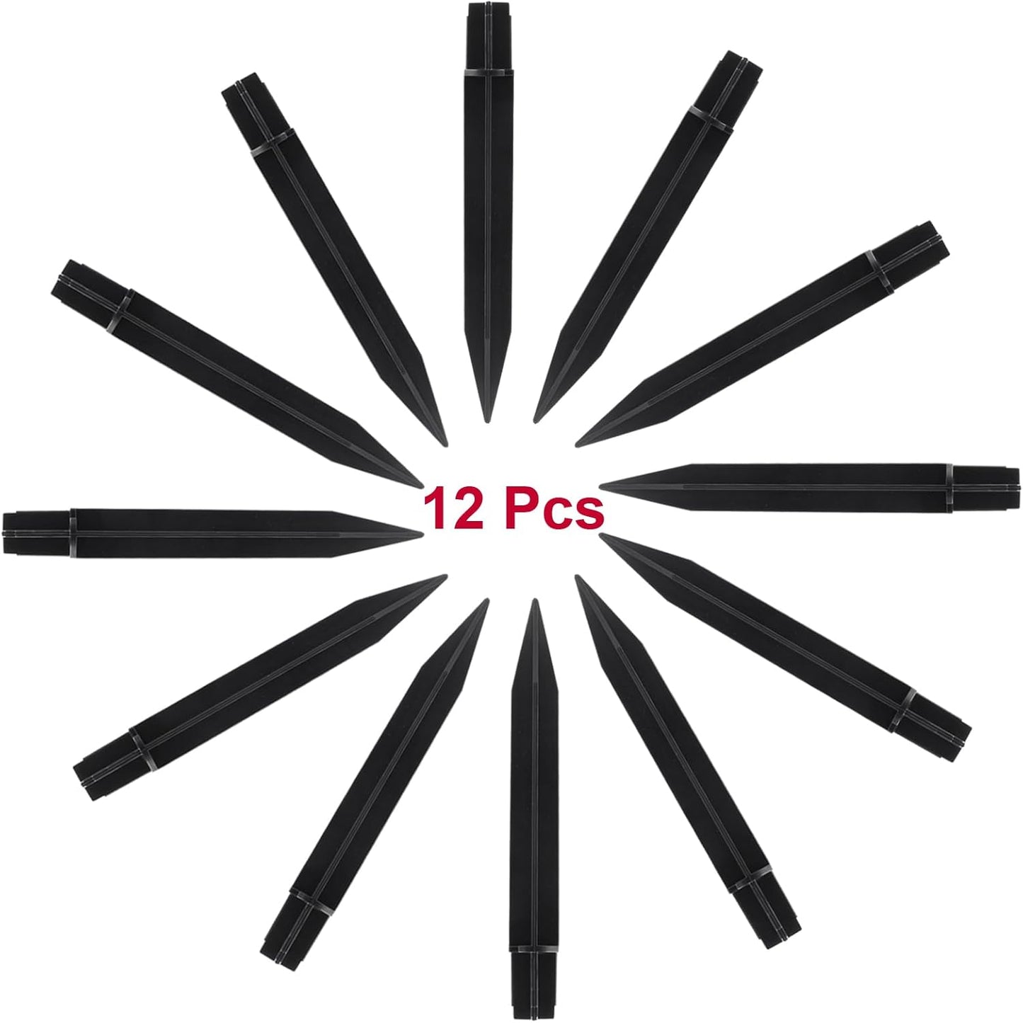 Biaungdo 12 Pcs Ground Spike, 8.25 Inch Black Reinforced Plastic Ground Spikes ABS Lights Replacement Stakes Yard Stakes for Solar Pathway Torch Garden Lights