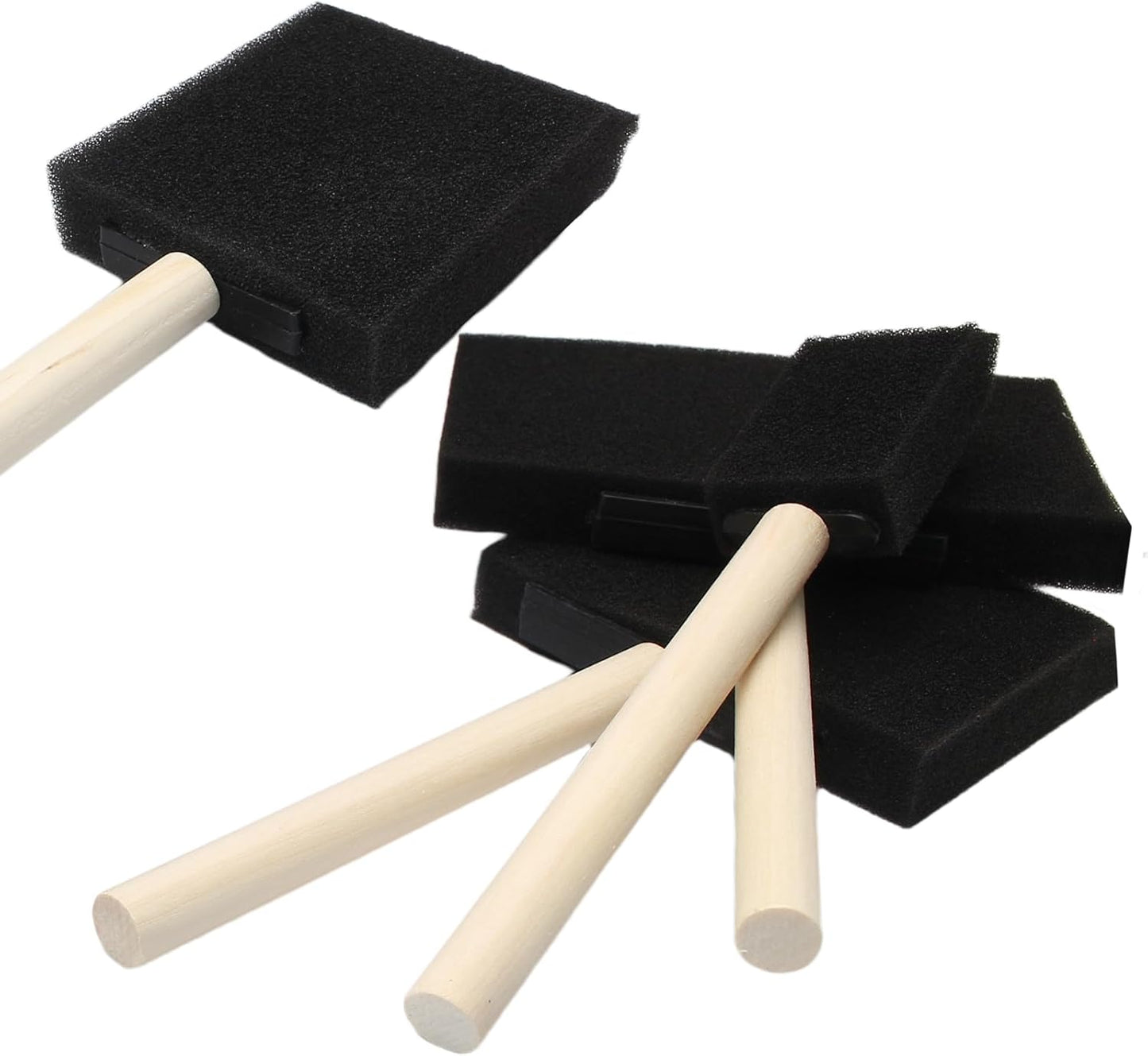 Biaungdo 4 Pcs 4 Sizes Foam Paint Brushes, Foam Sponge Brush for Painting, Sponge Paint Brushes with Wood Handle for Varnishes, Staining, DIY Crafting