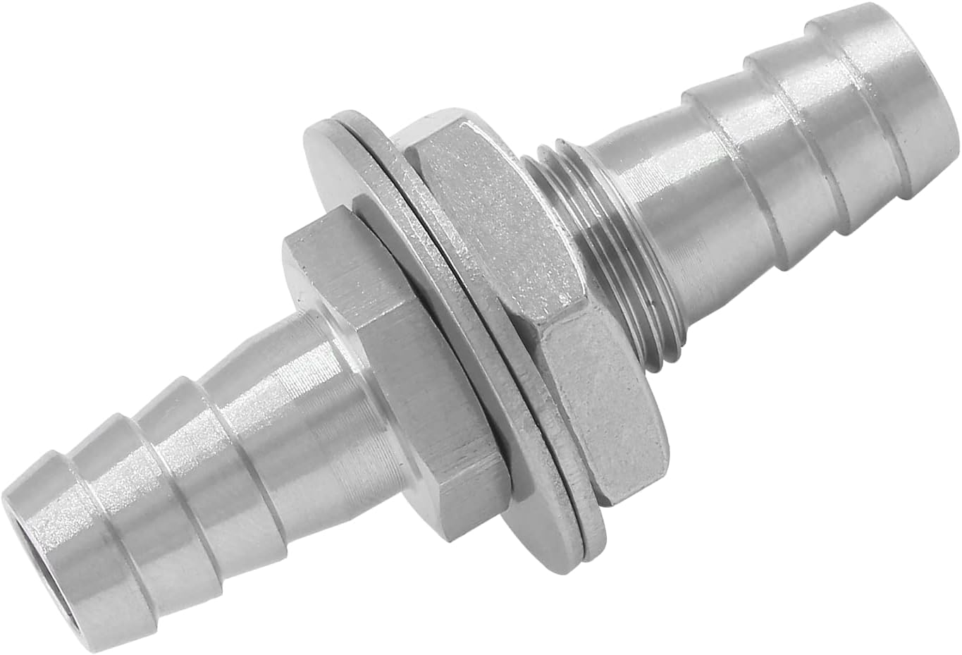 Biaungdo 2 Pcs 3/8" Hose Barb, 304 Stainless Steel Hose Barb Fitting Thru-Bulk Head Straight Hex Union Fitting for Air Water Fuel