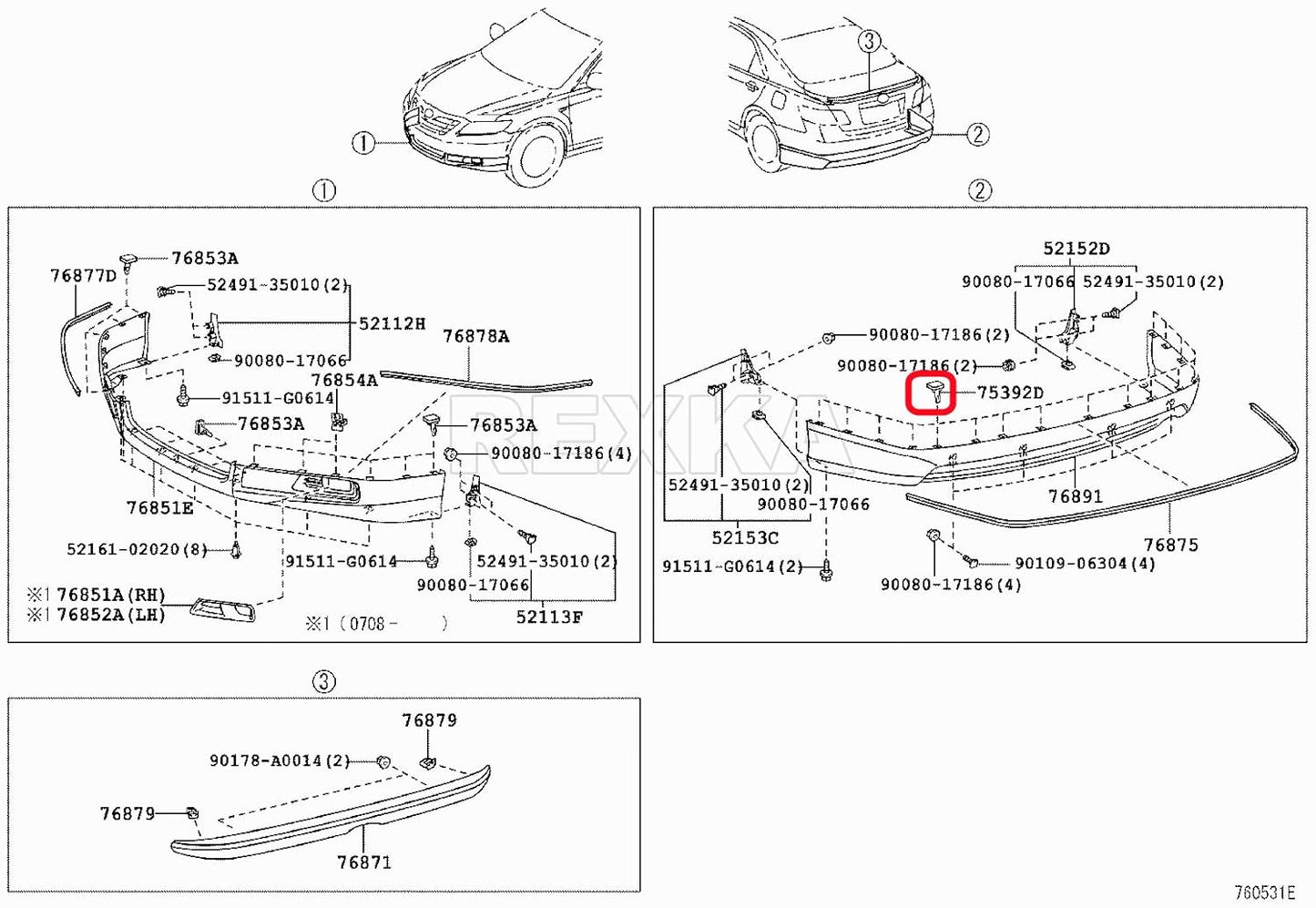 Rexka 15pcs Fender Flare Bumper Clip for Toyota Lexus 75392-35200 75392-04010 75392-0R010 4Runner Avalon C-HR Camry Corolla Highlander Land Cruiser Matrix Prius GS F GX460 LX570
