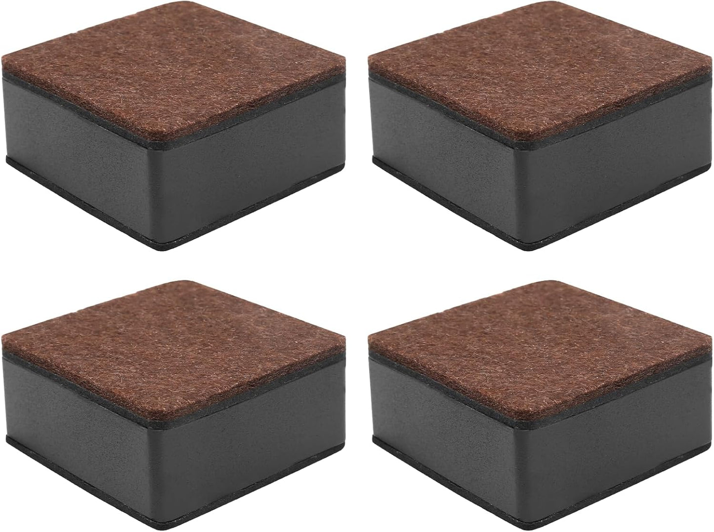 Biaungdo 4 Pcs Self-Adhesive Furniture Risers, Square Furniture Bed Risers, Heavy Duty Carbon Steel Table Sofa Couch Chair Lift Risers with Felt Pad(Add 1.2" Height, Black)