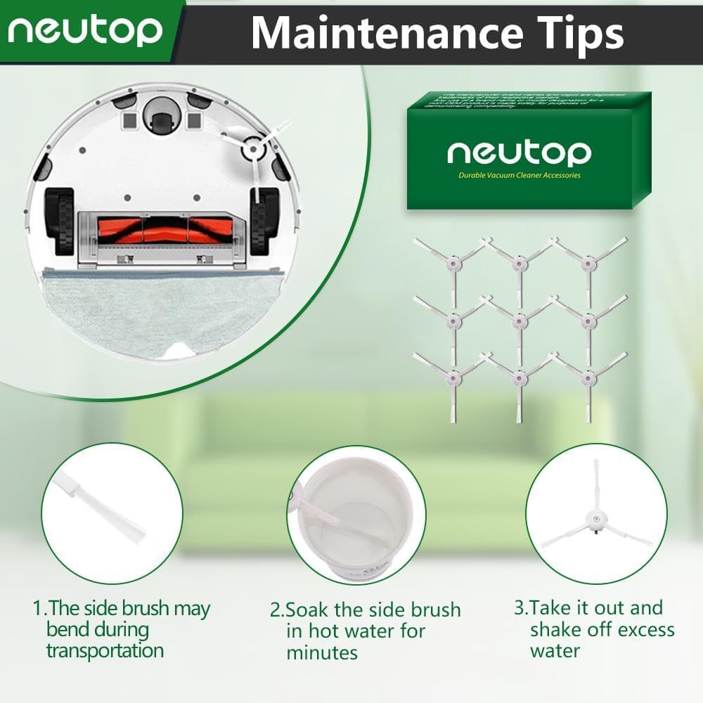 Replacement Side Brush, Compatible with S8, S8+ Pro Ultra, Q Revo, Q5, Q7, Q8 Max, S7 Max Ultra, S7 MaxV, S6, S6 Pure, S5, S4, E4, E20, E25, E35, S50 Robot Vacuum, 9-Pack
