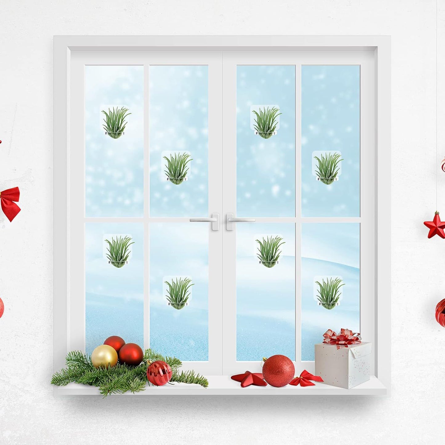 12 Pcs Acrylic Air Plants Holder Hanger with Mounting Tape or Hanging Air Plants on Glass Display Home Decoration