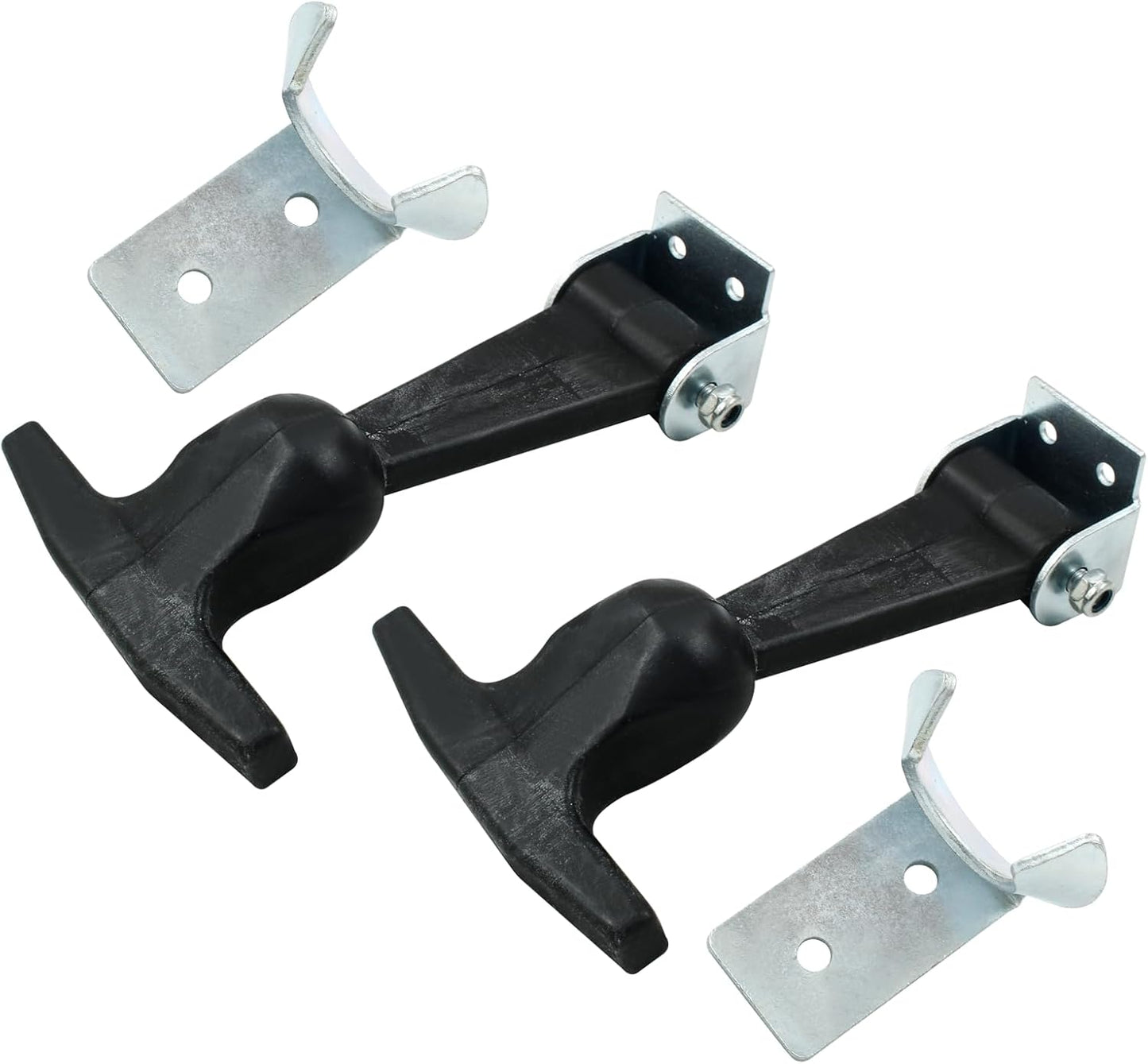 Biaungdo 2 Pcs Rubber Flexible Hood Catch, Black T-Handle Draw Latches with Brackets Stainless Steel T-Handle Hasp for Hood/Tool Box/Vehicle Engine