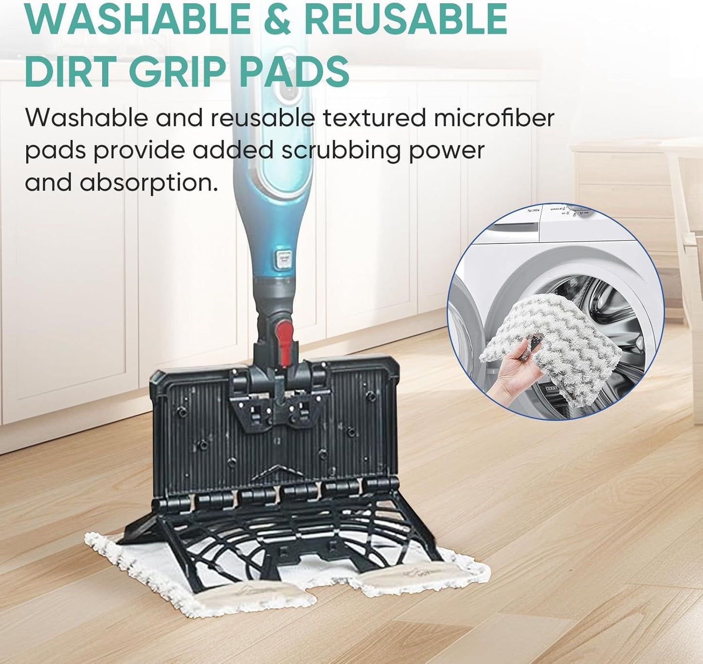 2 Pack Genius Steam Mop Pads Compatible with Shark Genius Hard loor Cleaning System Pocket Steam Mop S5003D,S6002,S5004Q & Lit-Away Pro Steam Pocket Mop S3973D,Part # XTP184 & P184WQ