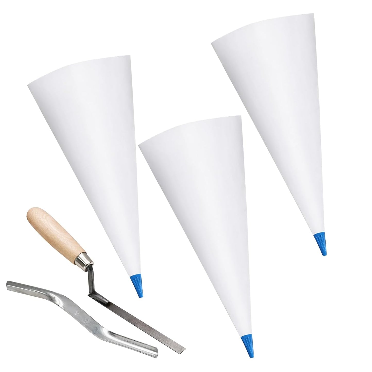 Biaungdo 3 Pack Tile Grout Masonry Mortar Bag & Brick Jointer & Tuck Pointers, Heavy Duty Piping Bags Grout Sealer Bag for Tile Installation(Blue)