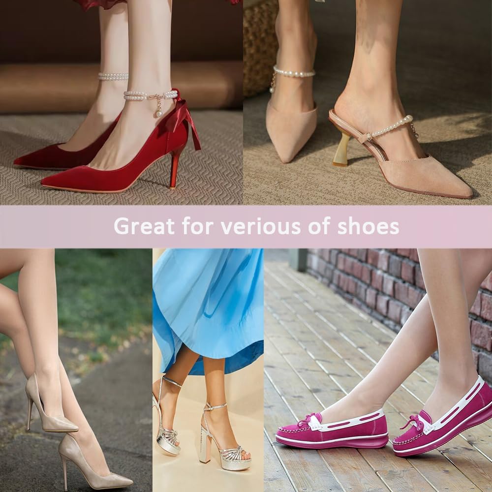 2 Pairs Pigskin High Heel Cushion Inserts, Anti-Slip Shoe Inserts for Dress Shoes Pain Relief, Adhesive Arch Support Sandal Insoles, Leather Cushioning Heel Insoles, Women M 7.5-9