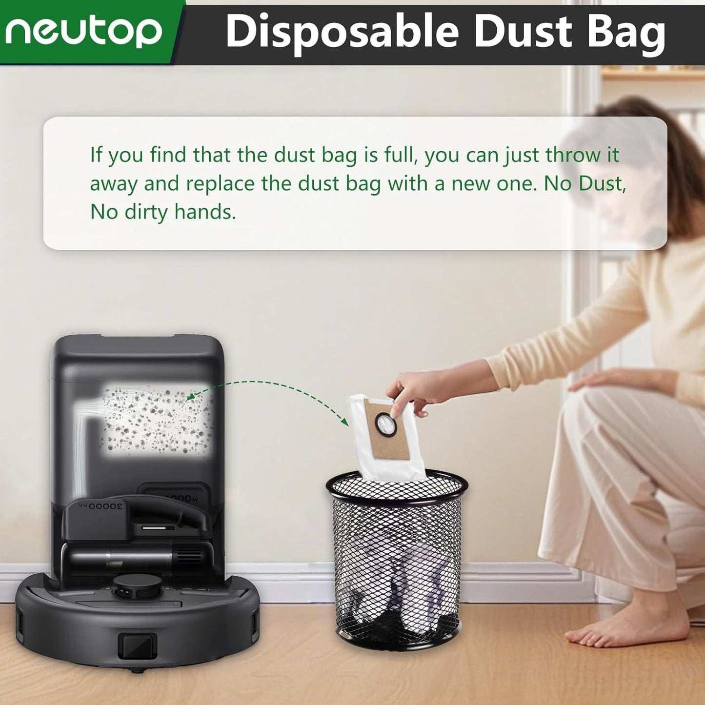 Replacement Dust Bags Compatible with euy E20, Robot Vacuum Parts Accessories Disposable Bags, 12-Pack.