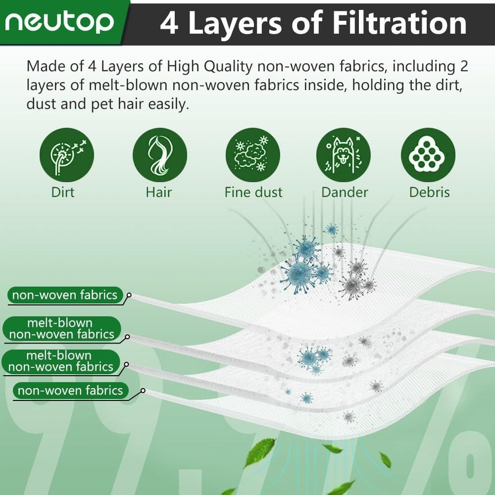 Replacement Disposable Dust Bags Compatible with Ecovacs Deebot T8, T8+, N8+, N8 Pro+, N10 Plus, Robot Vacuums, 9-Pack.