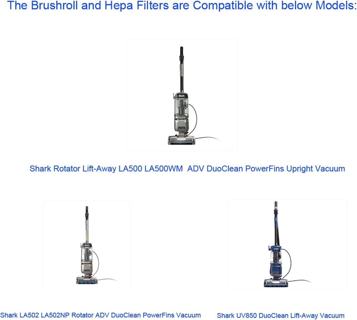 Brushroll & Hepa oam ilters Compatible with Shark Rotator Duo Clean Powerins LA500 LA500WM LA502 LA502NP Vacuum,Compares to Parts # 1483C200 XH320 & XK320