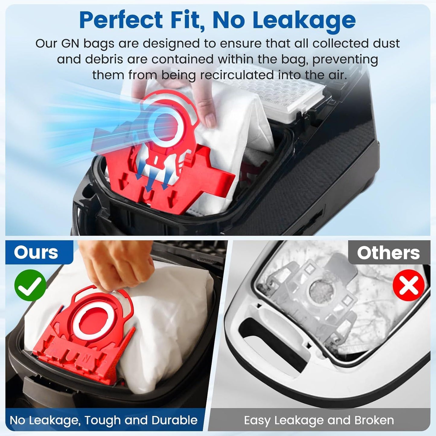 20 Pack 3D Airclean JM Vacuum Cleaner Bags Compatible with Miele JM Vacuum Cleaner, Compact C1, Compact C2, Complete C1, S241, S290, S300i, S500, S700, S4, S6 Series, Replaces Part 10123220