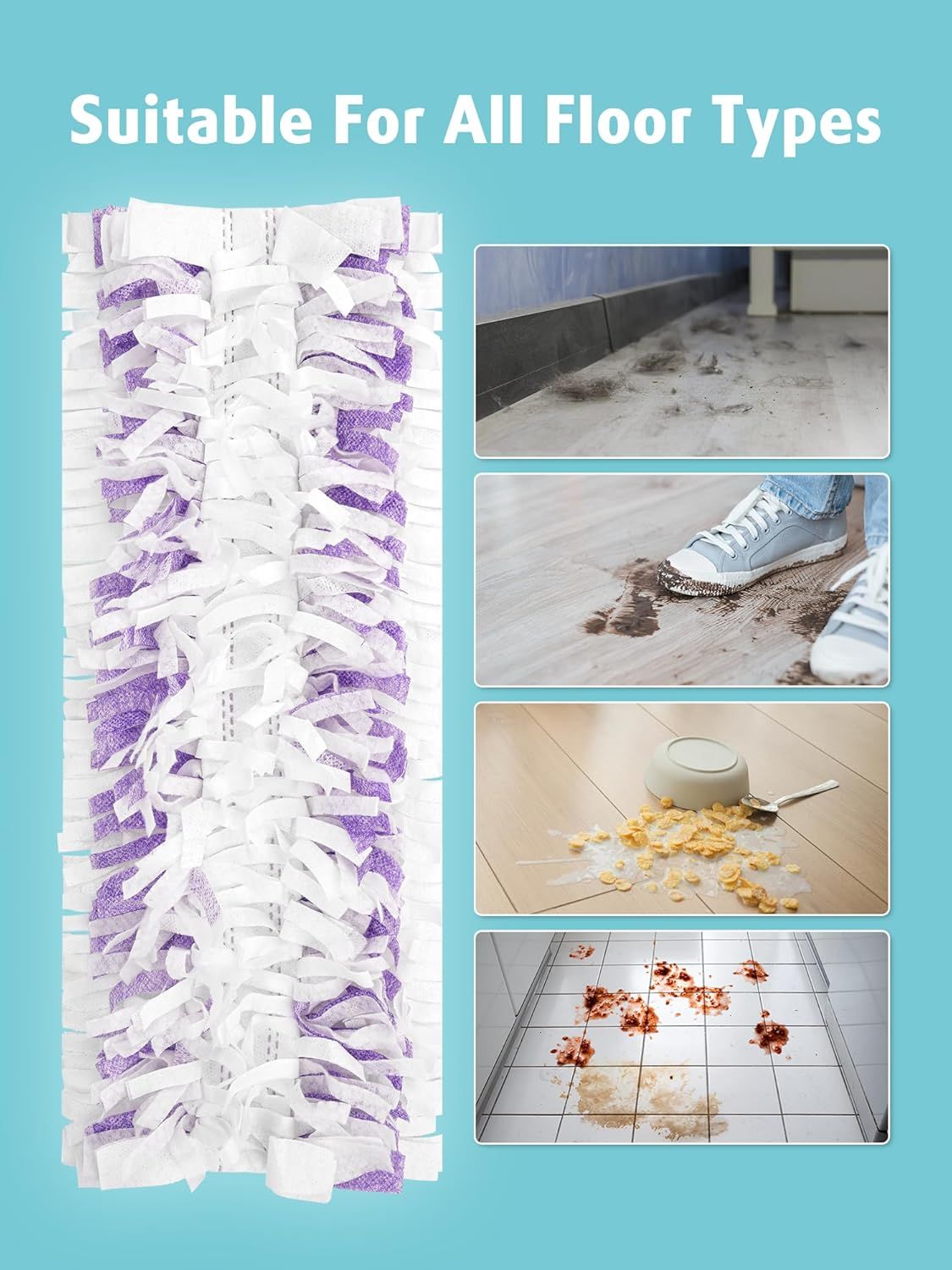 24 Pack Disposable Power Mop Pads Reills or Swier Power Mop, Unscented 14-Layer Thickened Multi-Surace Replacement Mopping Reills Pads or loor Surace Cleaning